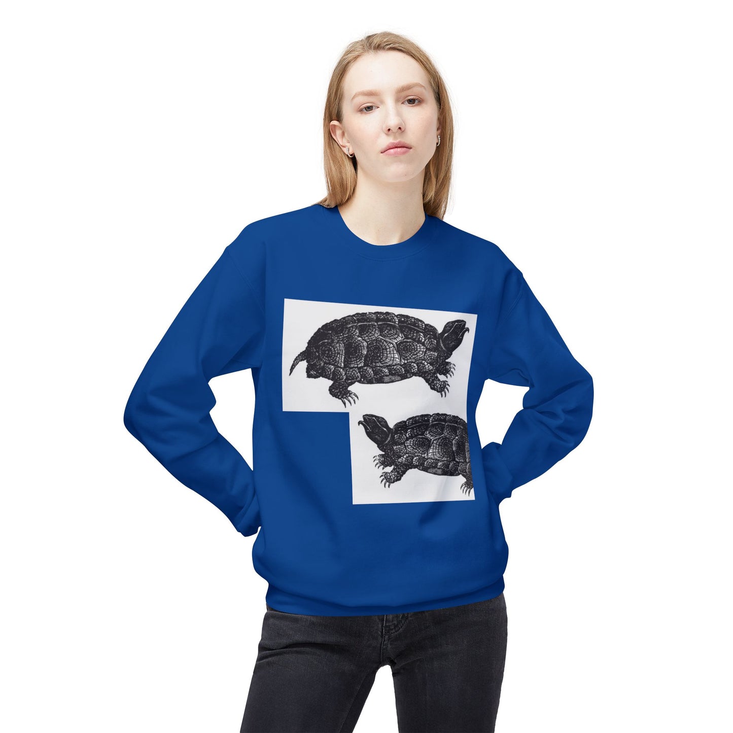Vintage Turtle Graphic Fleece Crewneck Sweatshirt