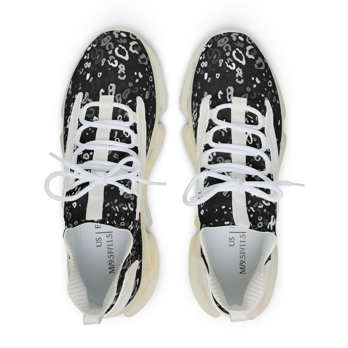Men's Stylish Mesh Sneakers - Trendy Black Leopard Print Athletic Shoes
