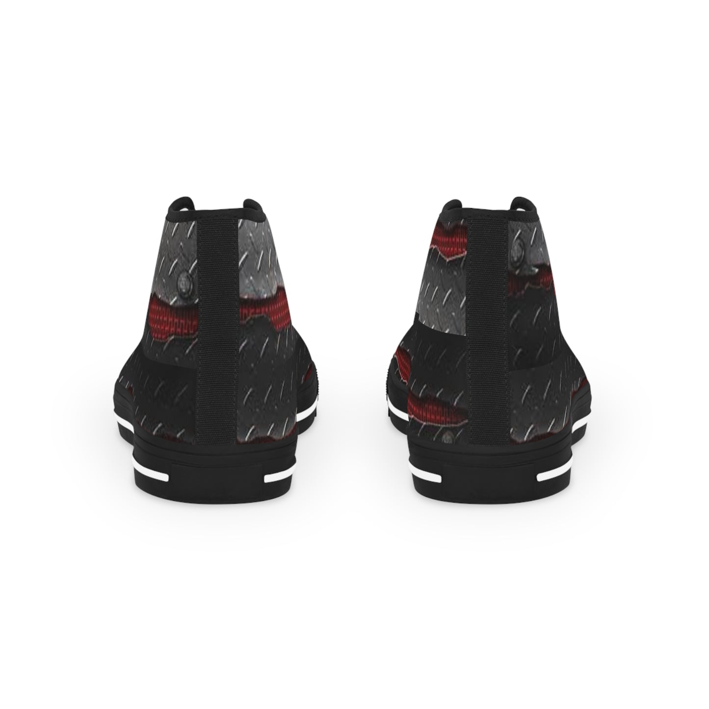 Men's High Top Sneakers - Metallic Diamond Plate Design