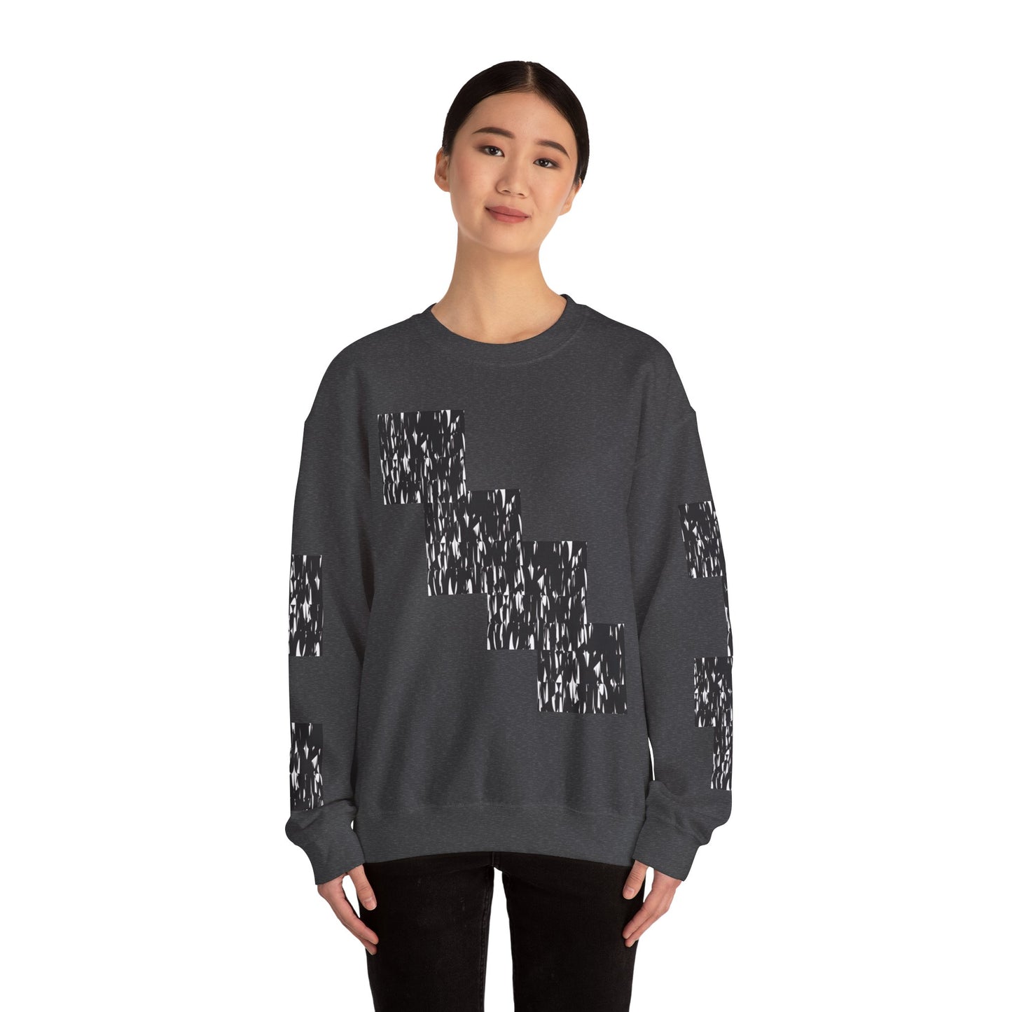 Trendy Graphic Crewneck Sweatshirt | Modern Abstract Black & White Design