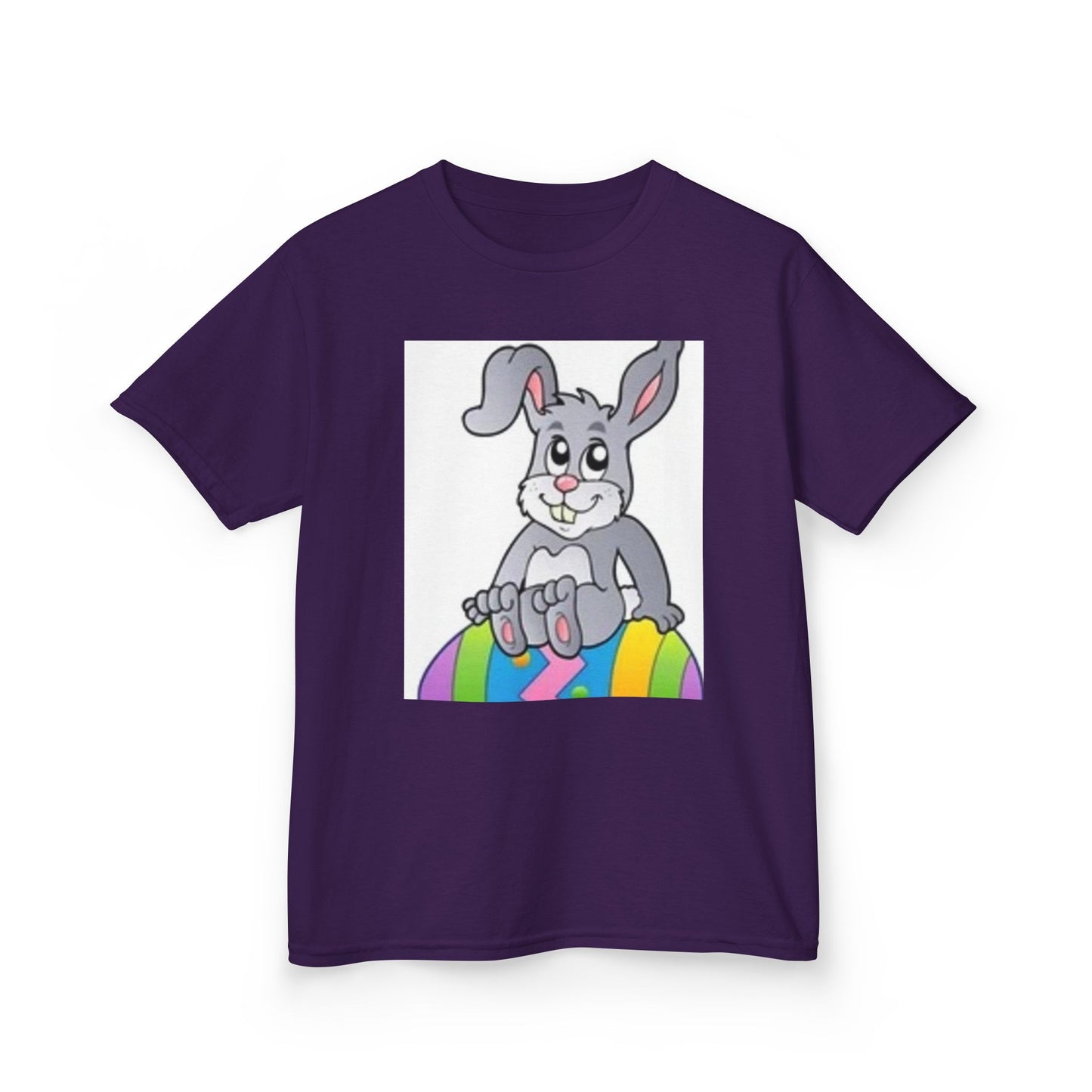 Colorful Bunny Kids Heavy Cotton Tee - Fun Spring T-Shirt for Easter Celebrations