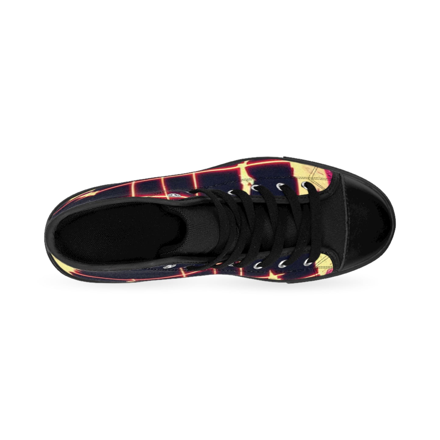 Stylish Women’s High-Top Sneakers with Neon Grid Design