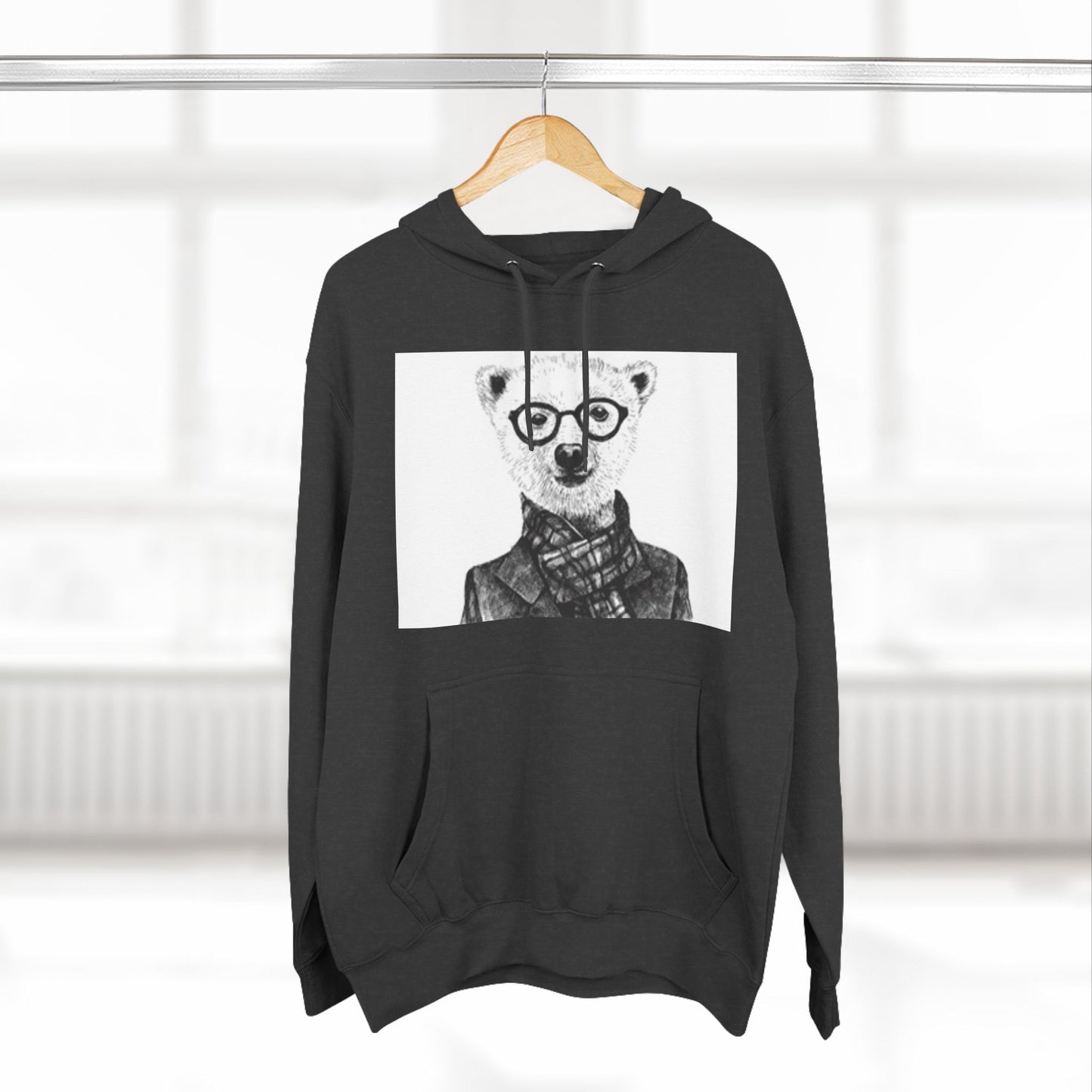 Cute Polar Bear Hoodie - Cozy Fleece with Glasses Design