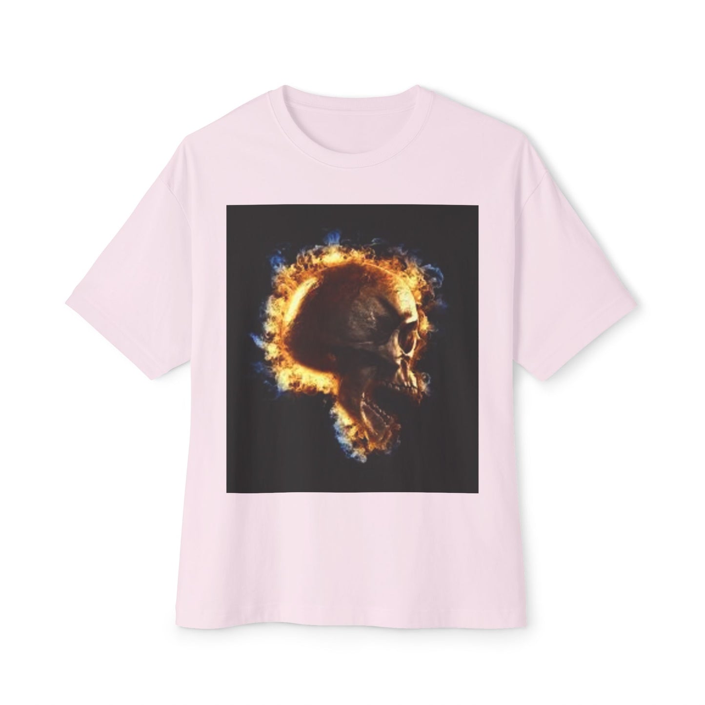 Burning Skull Oversized Boxy Tee - Unisex Graphic Tee for Bold Fashion Enthusiasts