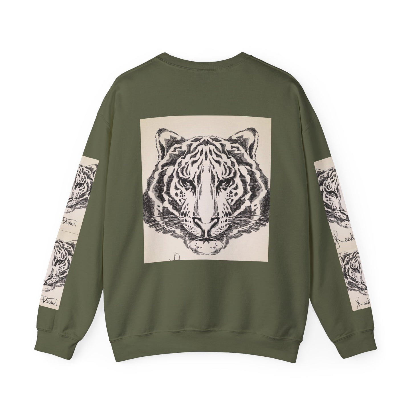 Artistic Tiger Print Crewneck Sweatshirt – Unisex Heavy Blend
