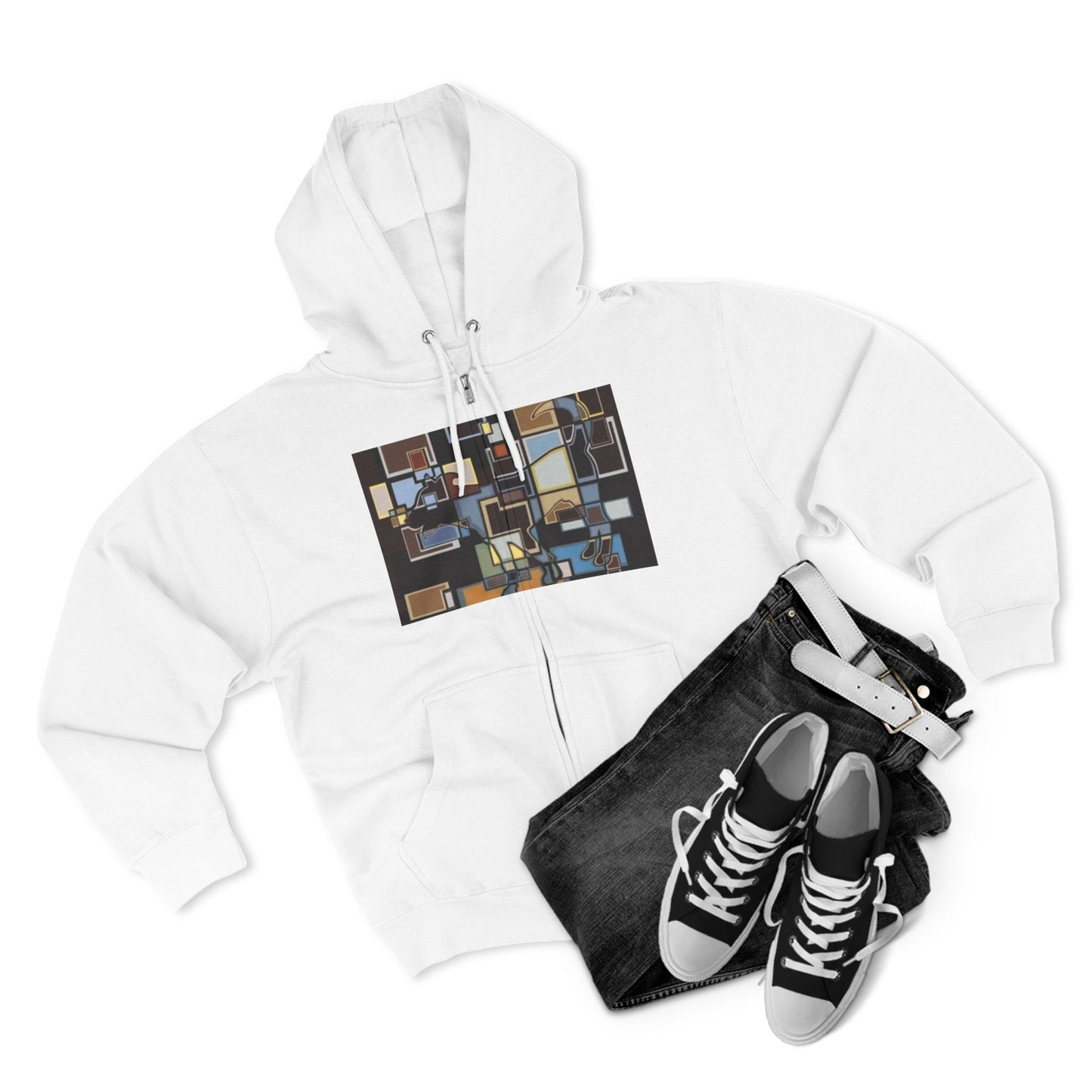 Artistic Unisex Zip Hoodie - Colorful Abstract Design