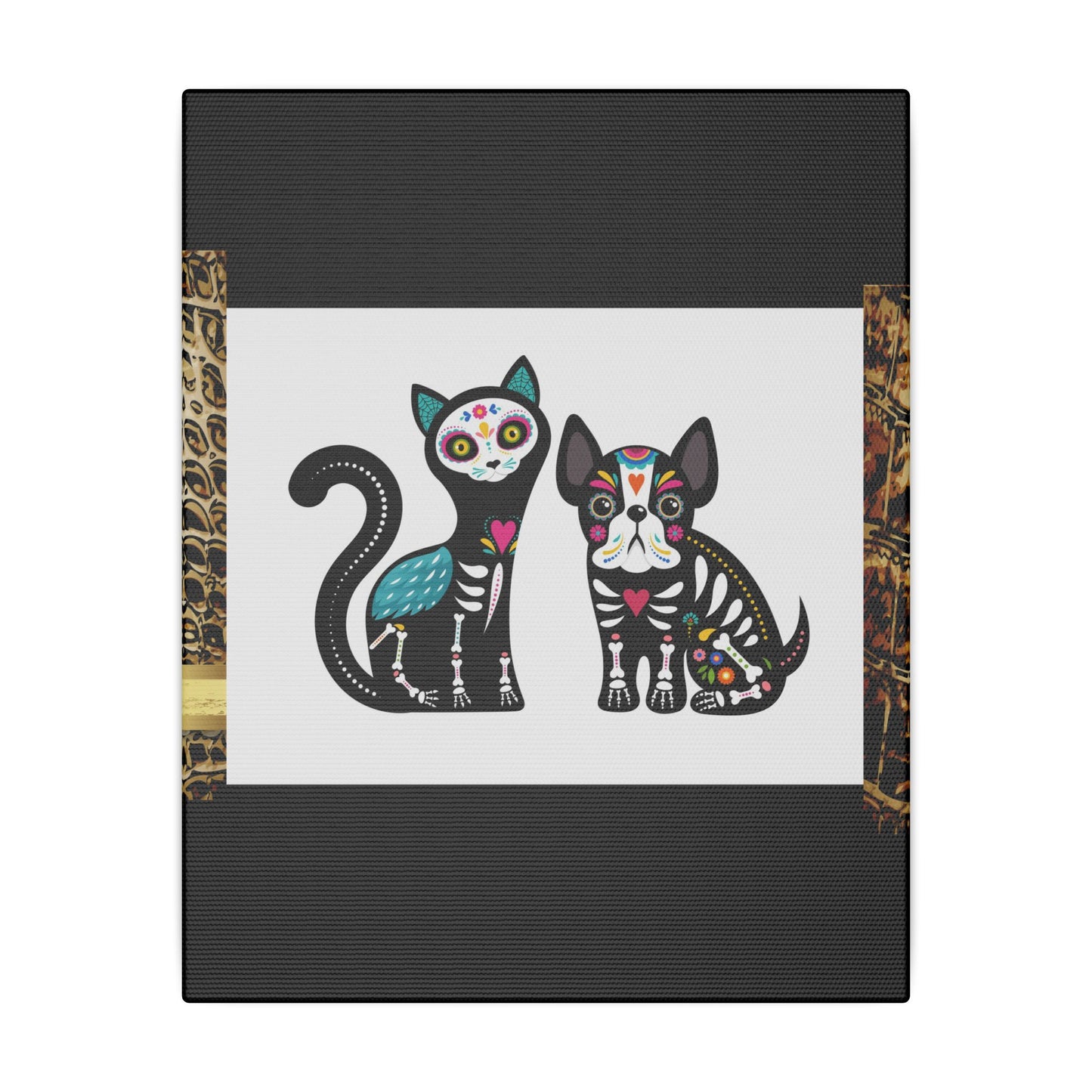 Day of the Dead Pet Canvas Art - Colorful Cat and Dog Wall Decor
