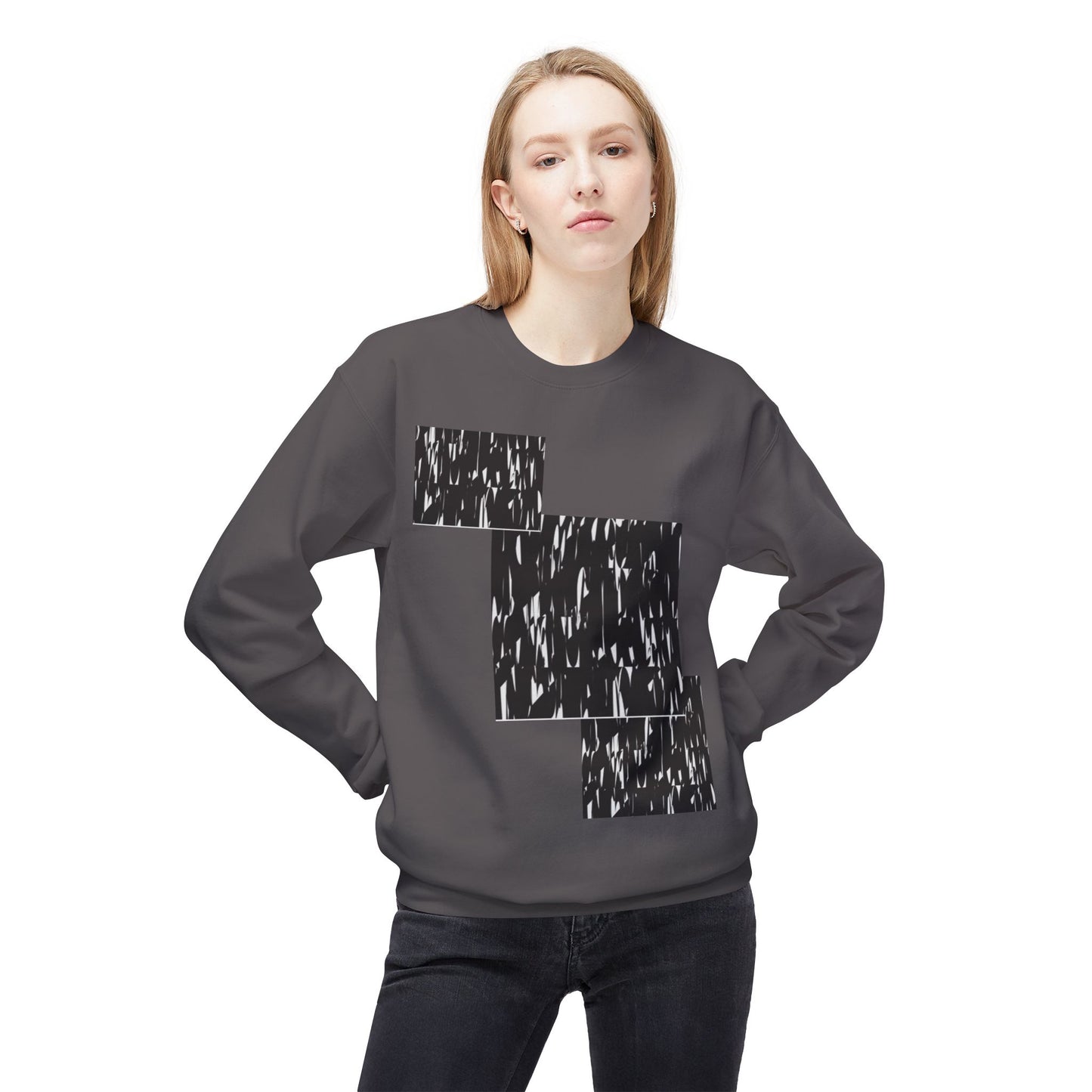 Modern Abstract Fleece Crewneck Sweatshirt - Cozy Unisex Apparel