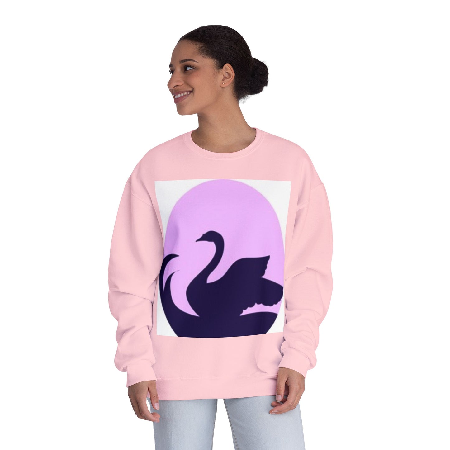 Elegant Swan Silhouette Unisex Crewneck Sweatshirt - Cozy Spring Fashion