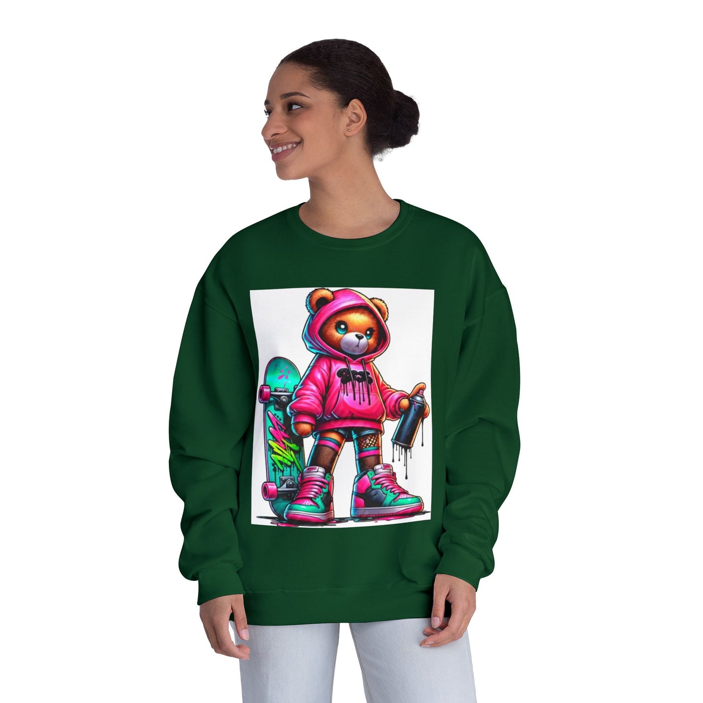 Skater Bear Crewneck Sweatshirt - Fun Streetwear Style