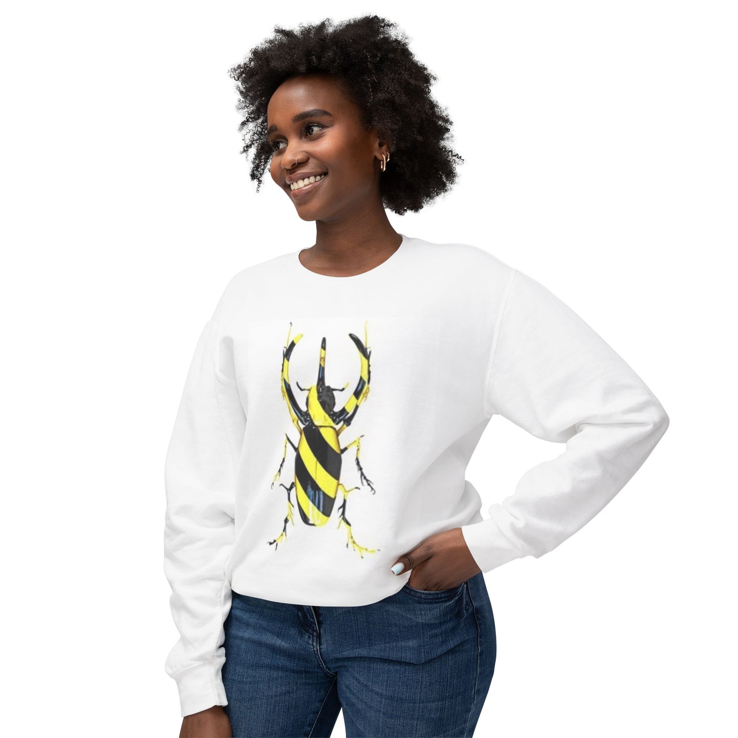 Beetle Stripe Unisex Lightweight Crewneck Sweatshirt - Trendy and Stylish
