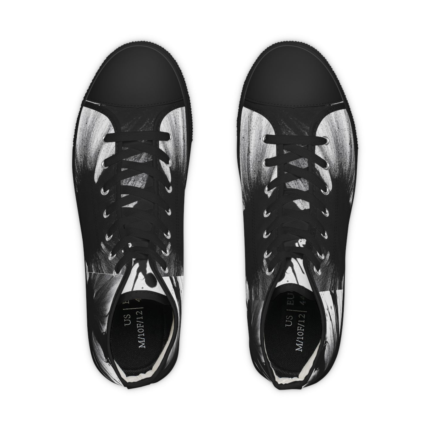 Stylish Black and White High Top Sneakers for Men - Trendy Art-Inspired Footwear
