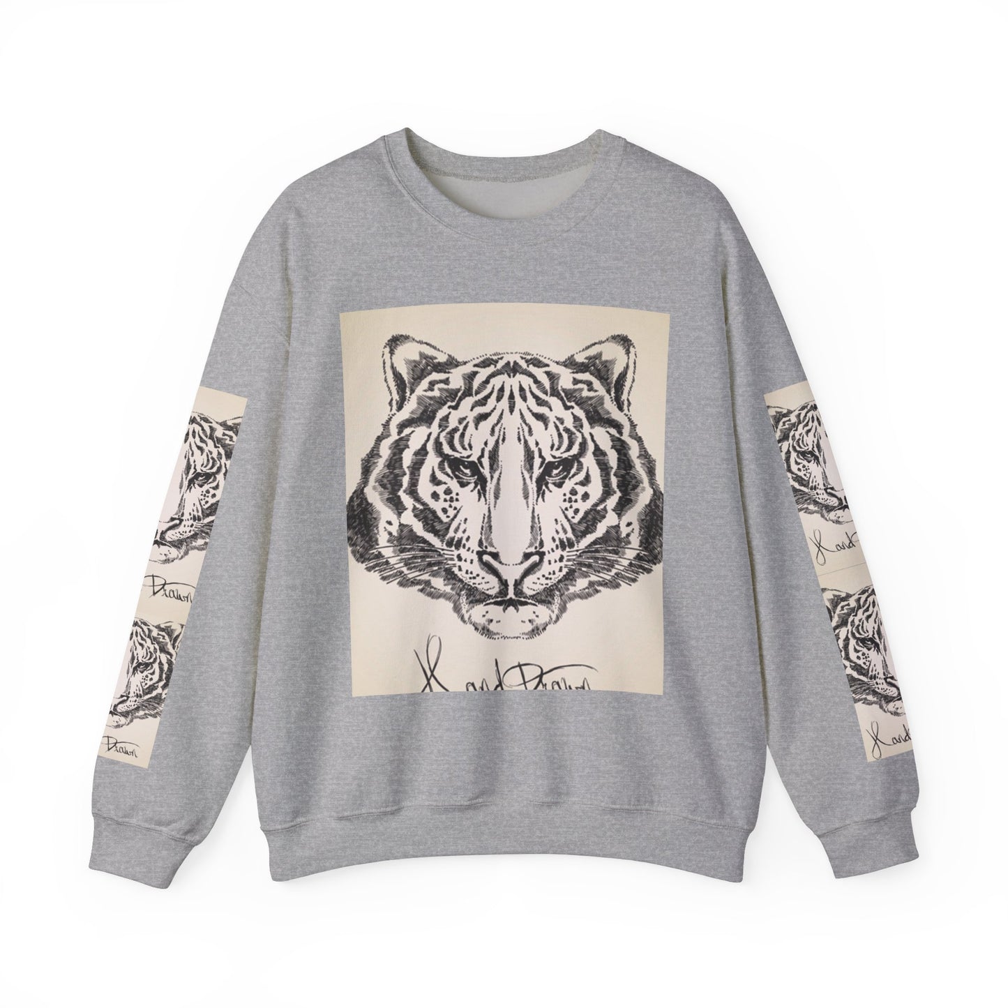 Artistic Tiger Print Crewneck Sweatshirt – Unisex Heavy Blend