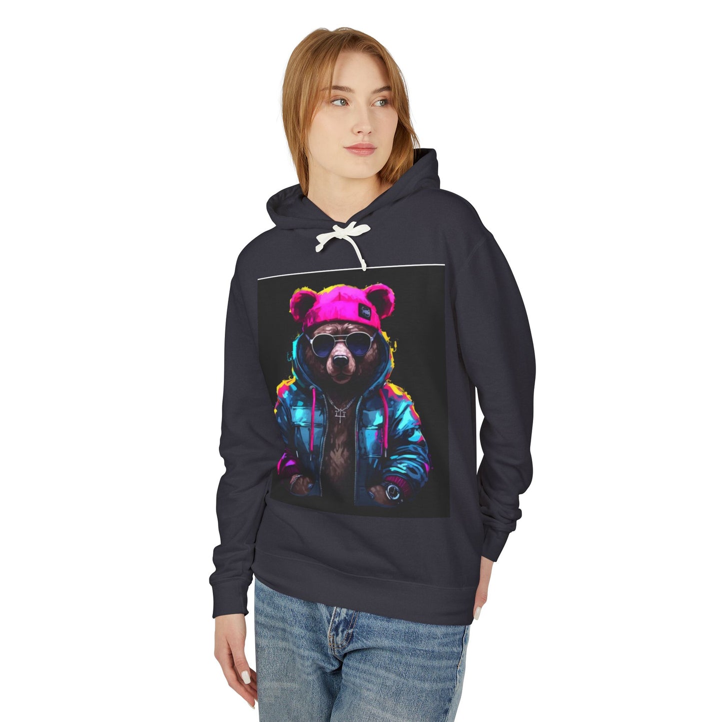 Cool Bear Hoodie - Unisex Lightweight Hooded Sweatshirt with Funky Design