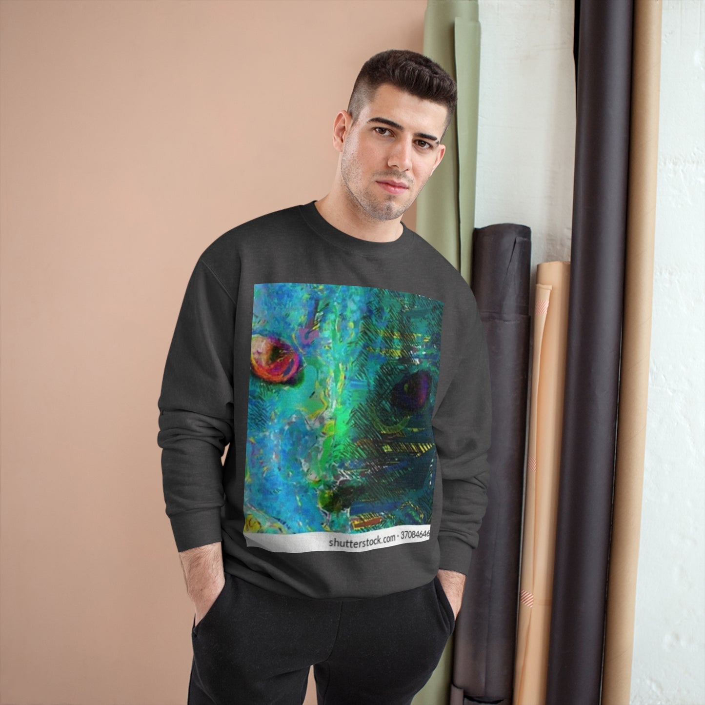 Vibrant Artistic Champion Sweatshirt with Eye Design
