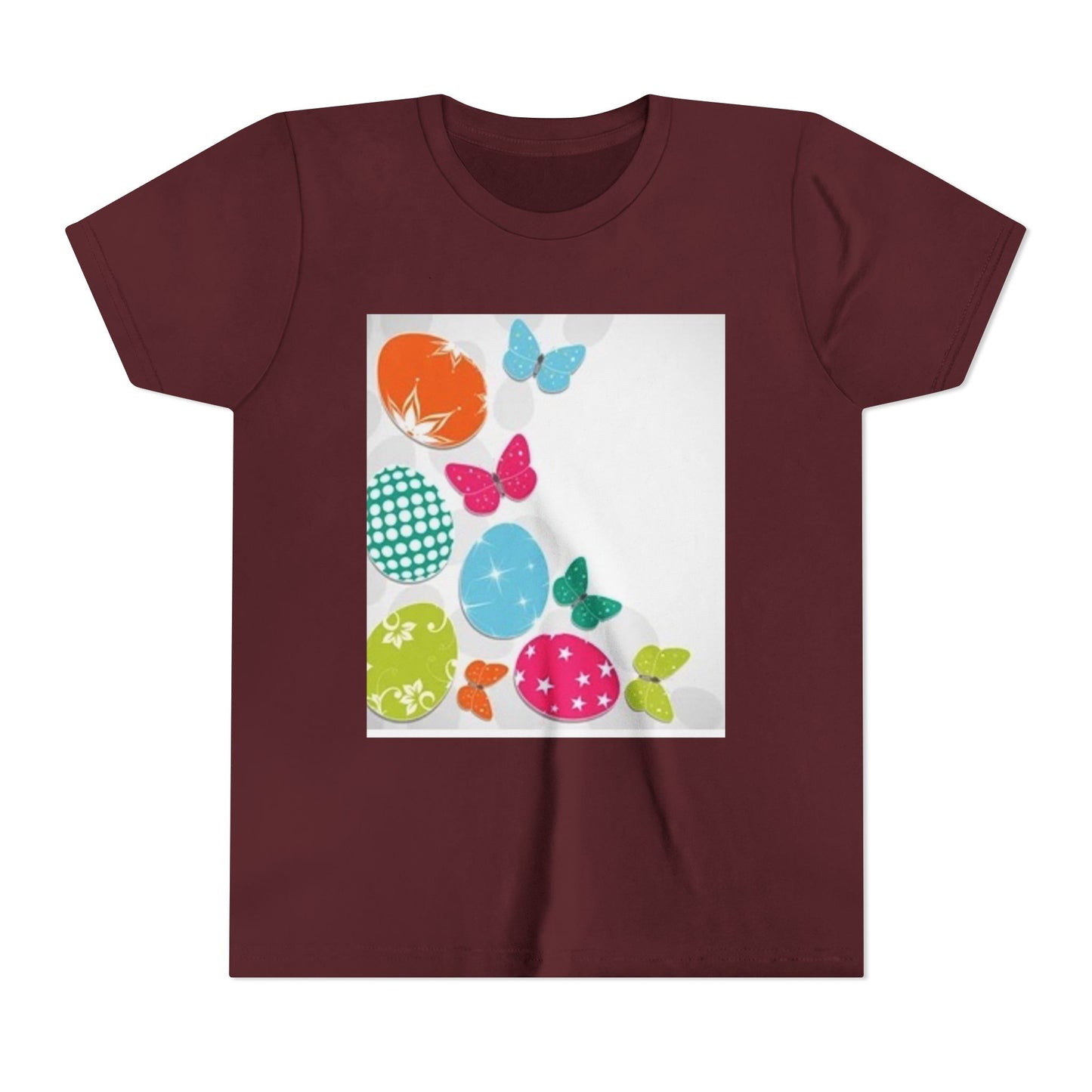 Colorful Butterfly and Egg Youth Tee - Perfect for Spring Celebrations