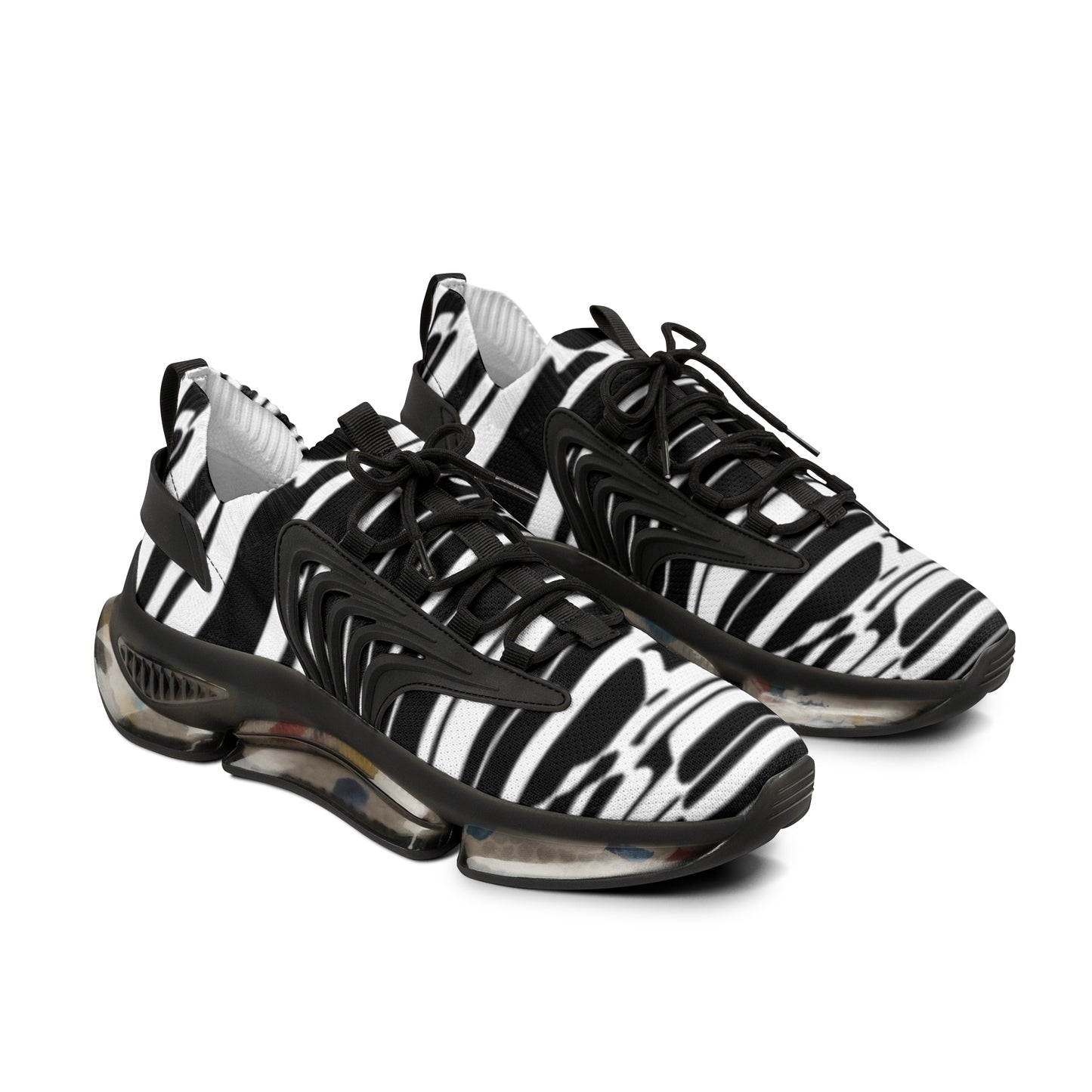 Men's Black and White Mesh Sneakers - Stylish Athletic Footwear