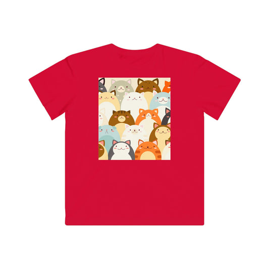 Cute Animal Faces Kids Fine Jersey Tee - Fun & Playful Design for Kids