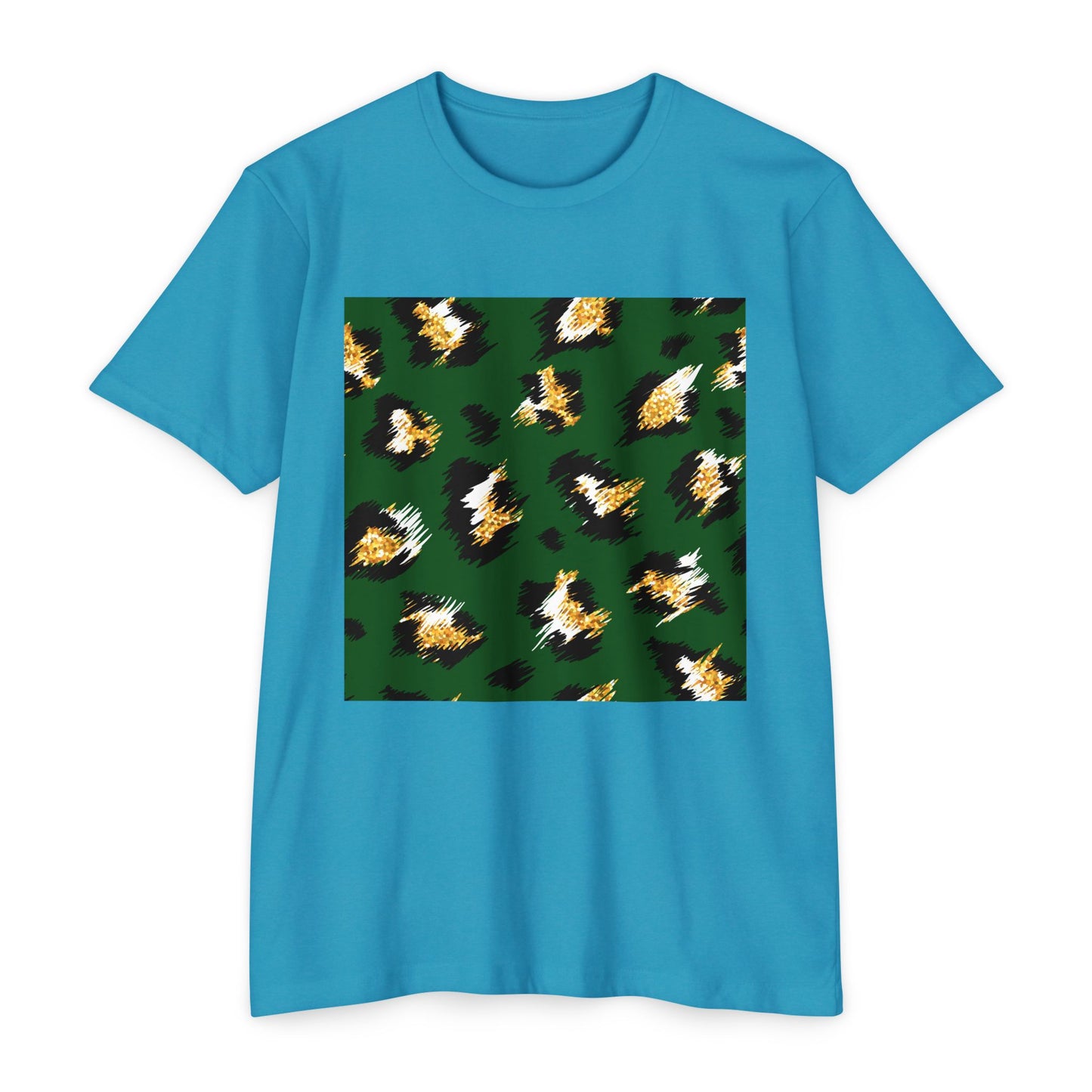 Unisex CVC Jersey T-Shirt - Vibrant Green Animal Print