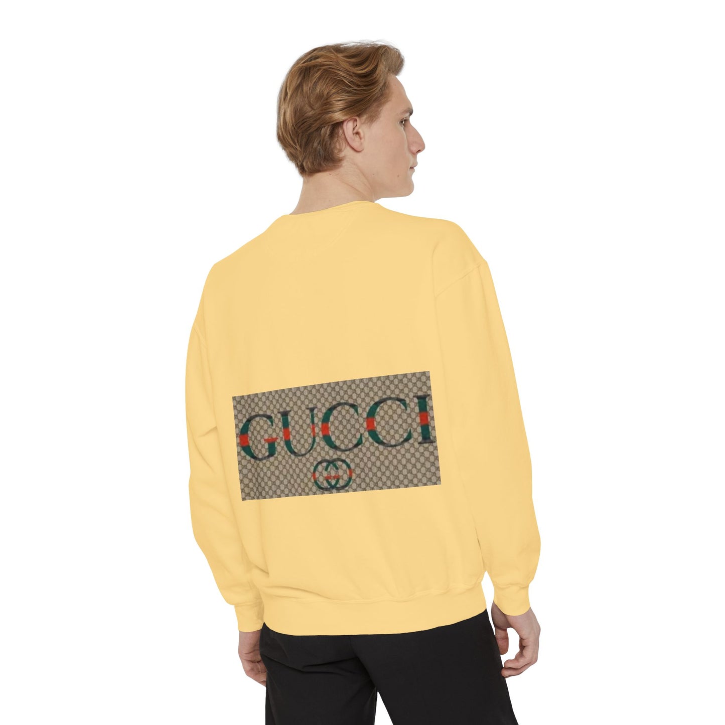Fashionable Unisex Garment-Dyed Sweatshirt with GUCCI Design