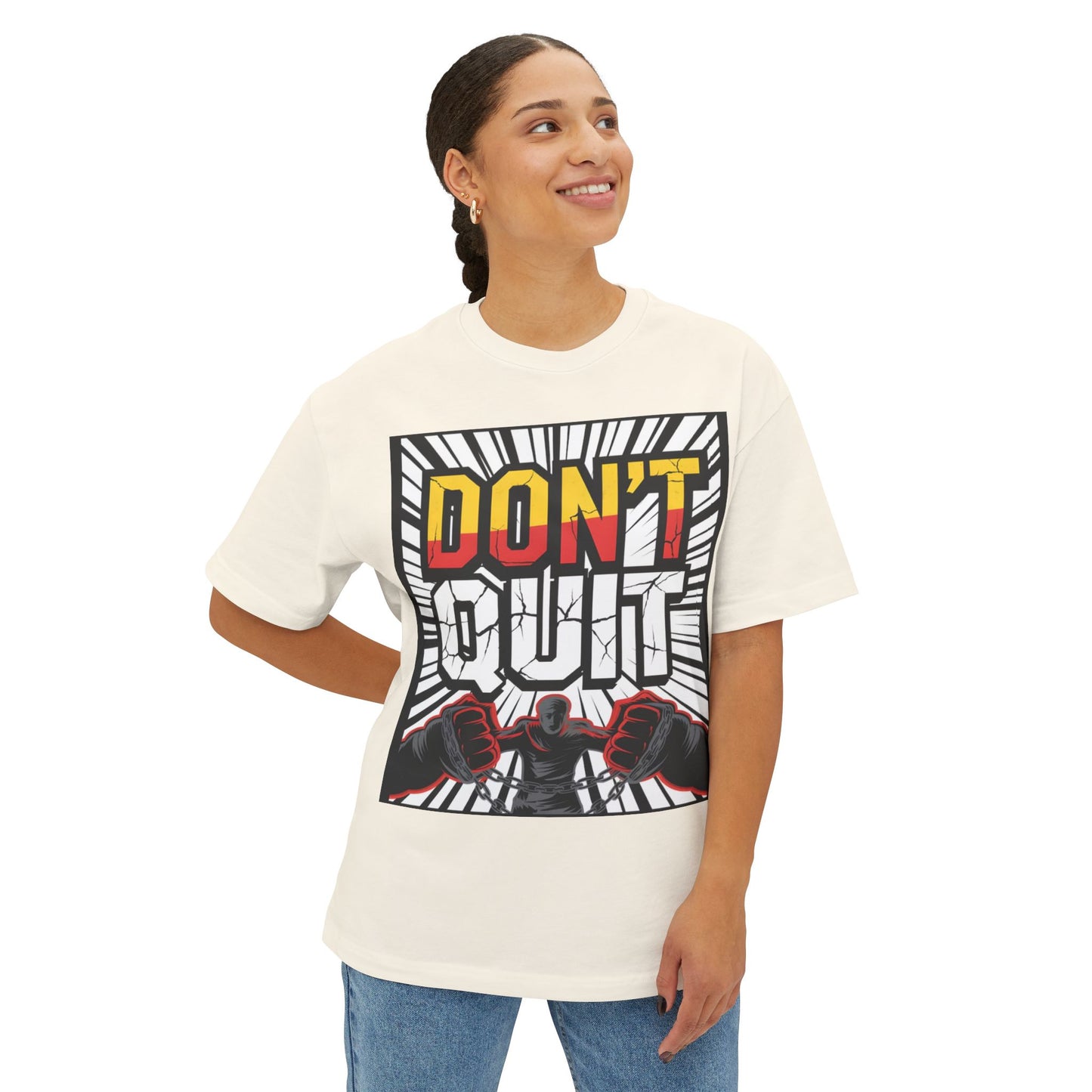 Motivational Oversized Tee - Don't Quit Graphic