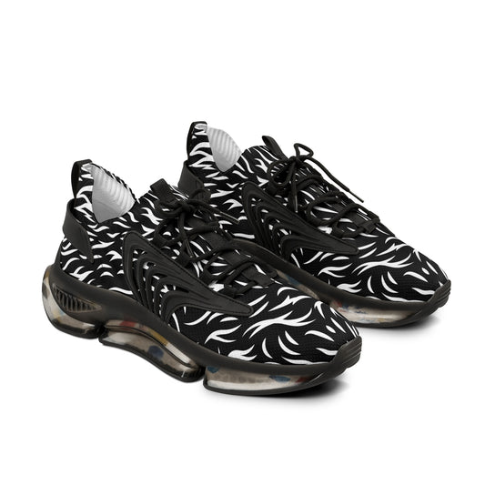 Stylish Black and White Mesh Sneakers for Men - Trendy Athletic Footwear