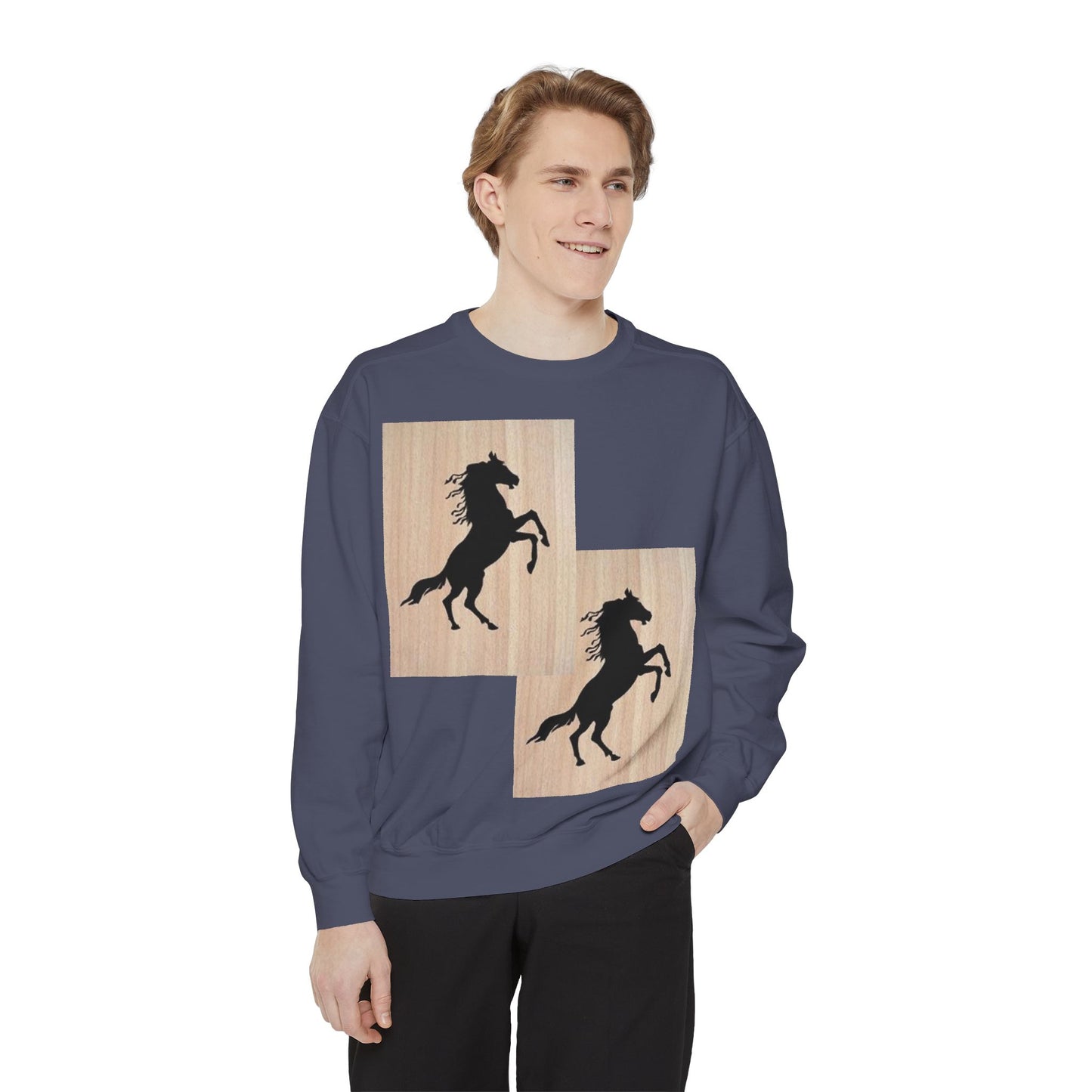 Equestrian Spirit Unisex Garment-Dyed Sweatshirt - Bold Horse Design