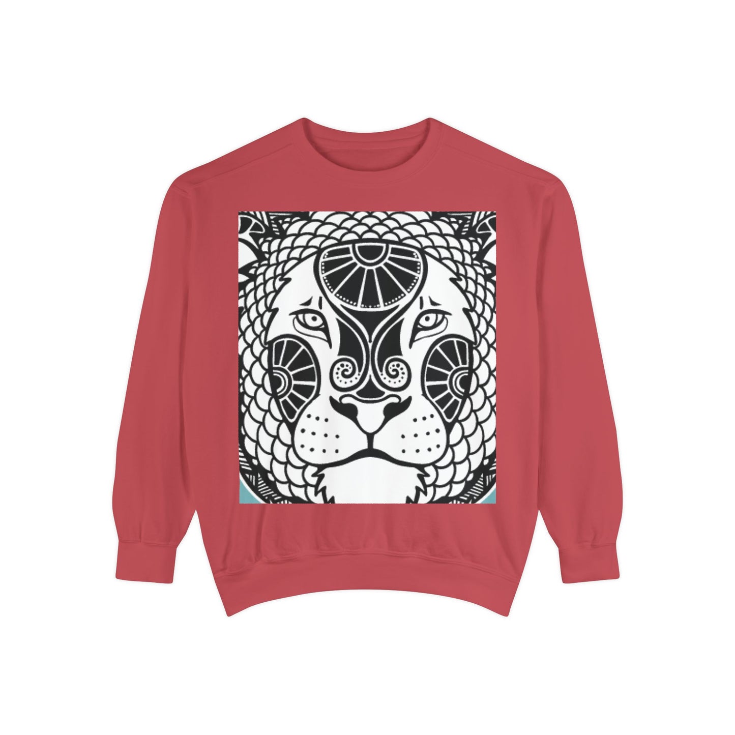 Bohemian Lion Unisex Garment-Dyed Sweatshirt - Cozy & Stylish Animal Graphic Tee for Nature Lovers