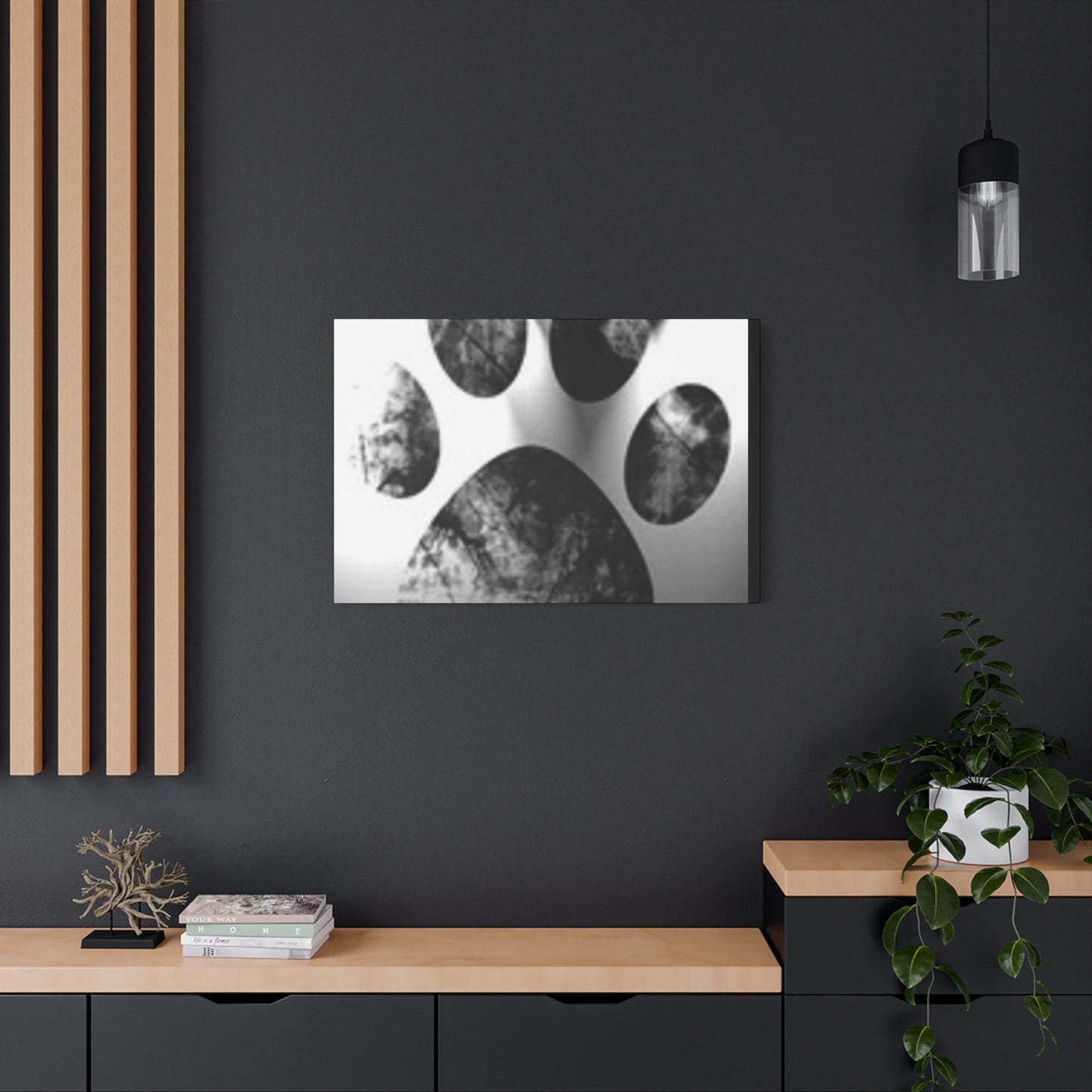 Black Paw Print Canvas Art - Modern Animal Decor for Pet Lovers