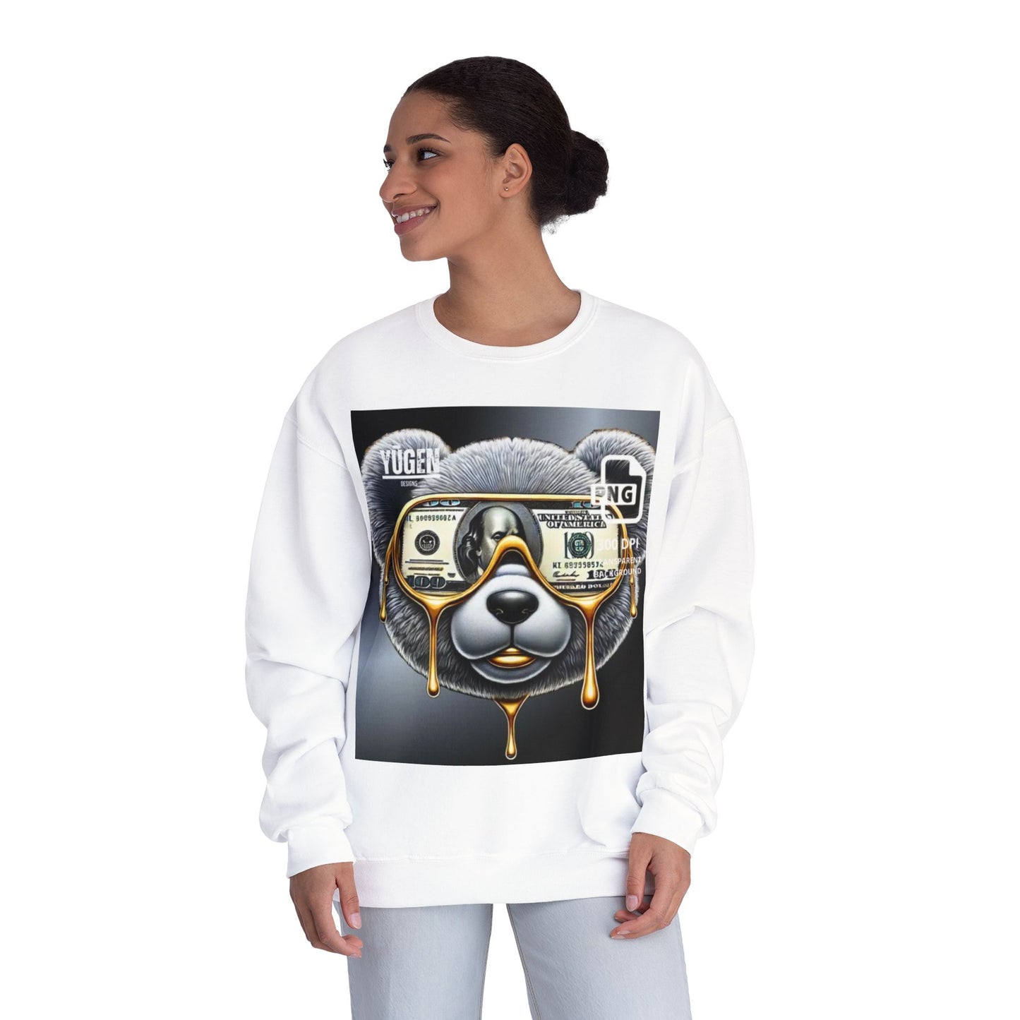 Yūgen Bear Drip Unisex Crewneck Sweatshirt - Cozy Streetwear