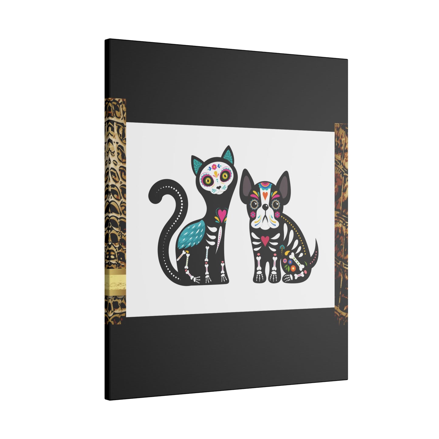 Day of the Dead Pet Canvas Art - Colorful Cat and Dog Wall Decor