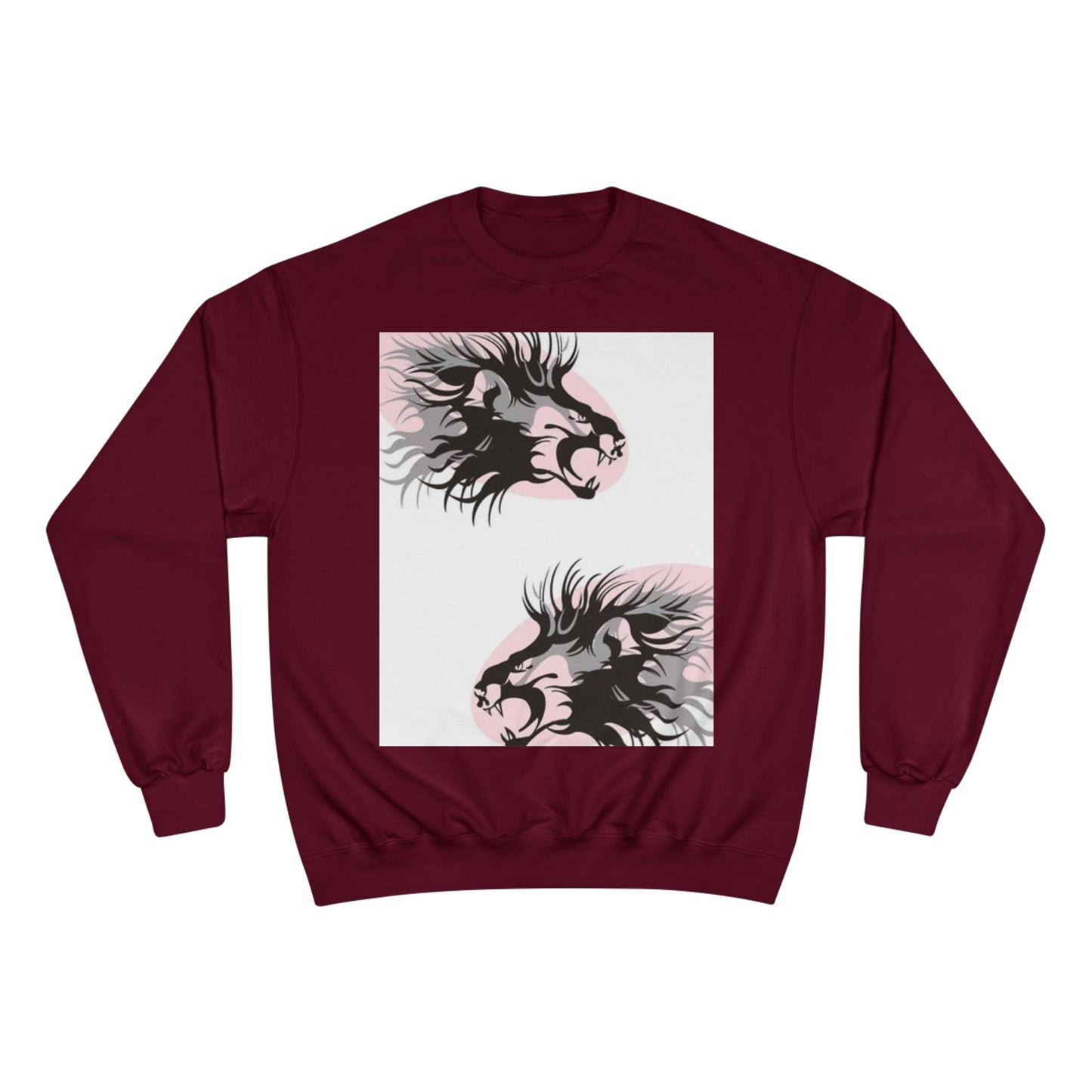 Fierce Lion Champion Sweatshirt - Bold Graphic, Unisex Casualwear