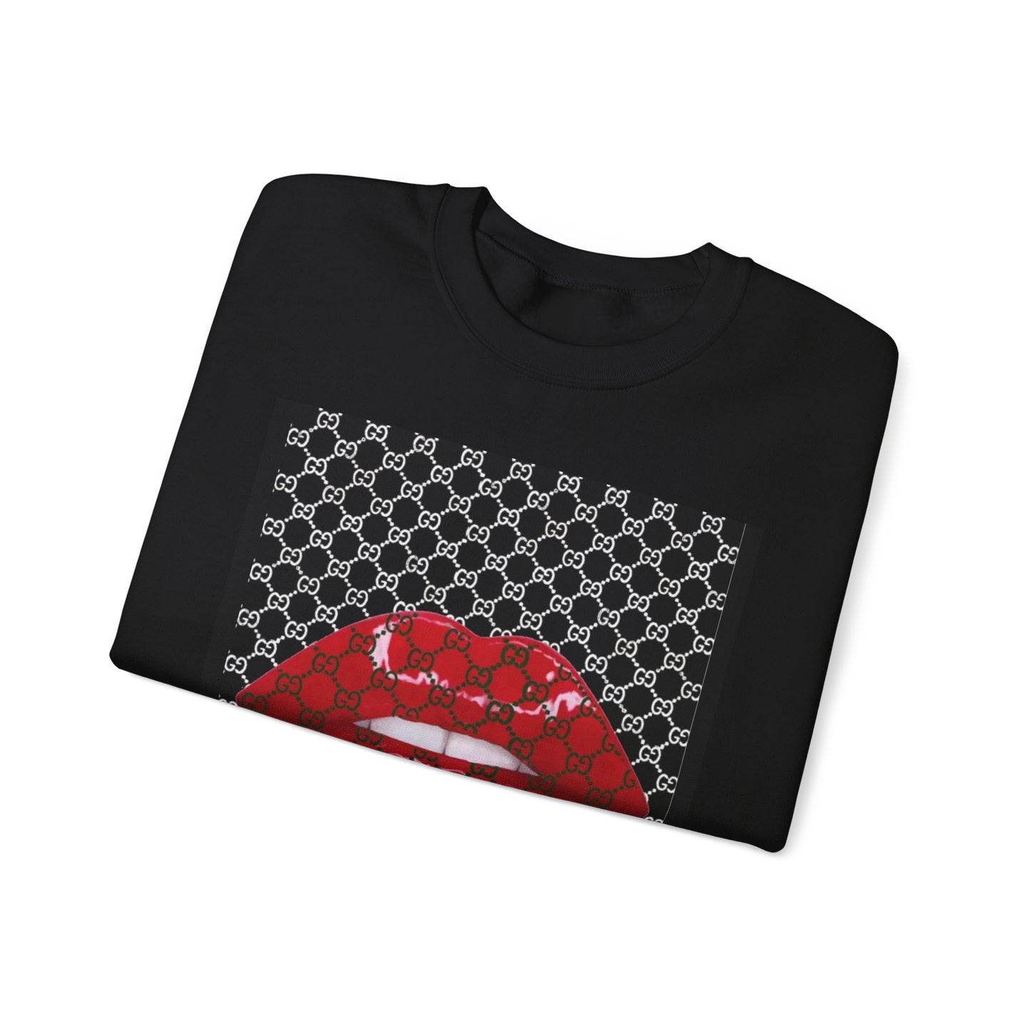 Trendy Unisex Graphic Crewneck Sweatshirt with Lip Design