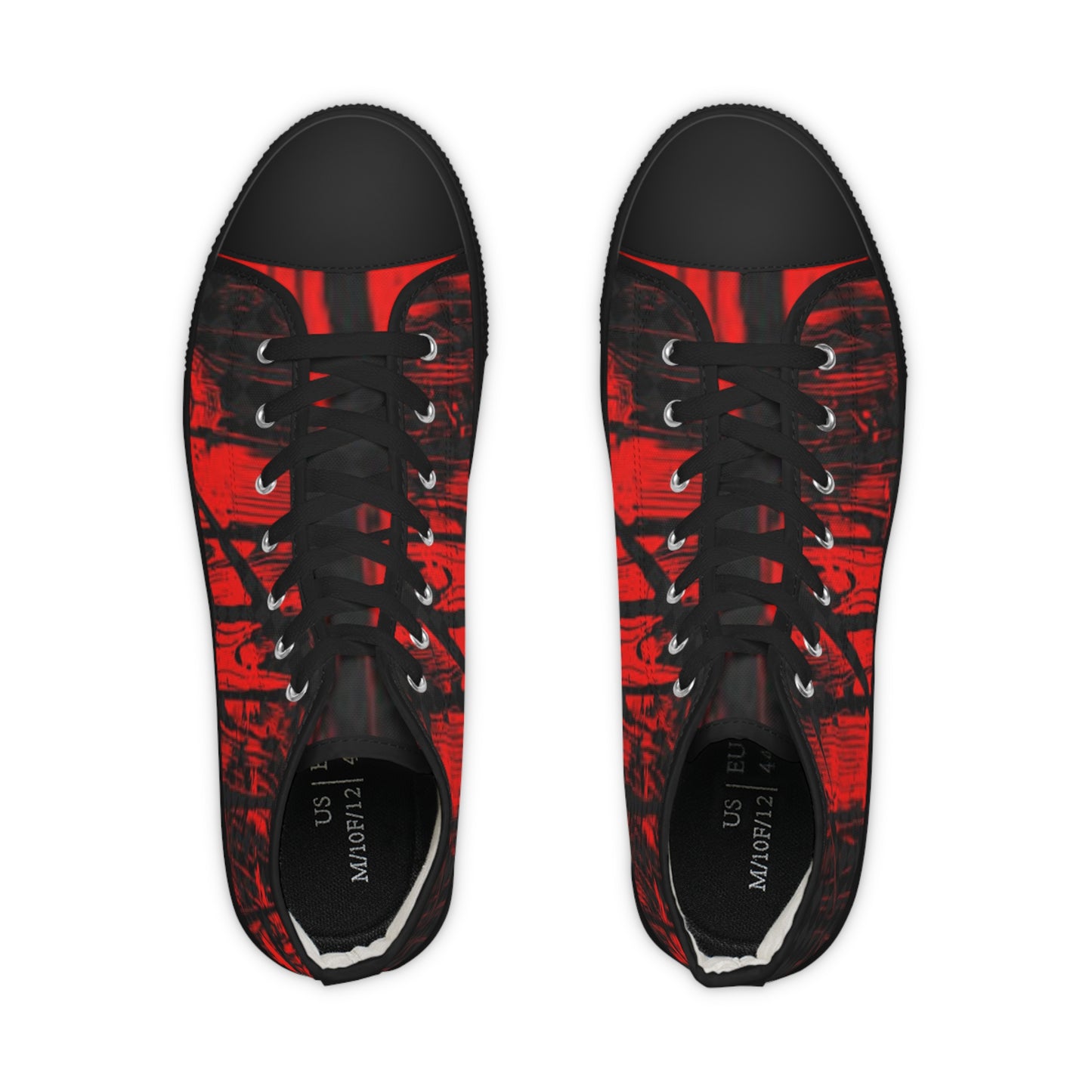 Men's High Top Sneakers - Stylish Red Graphic Footwear for Trendsetters