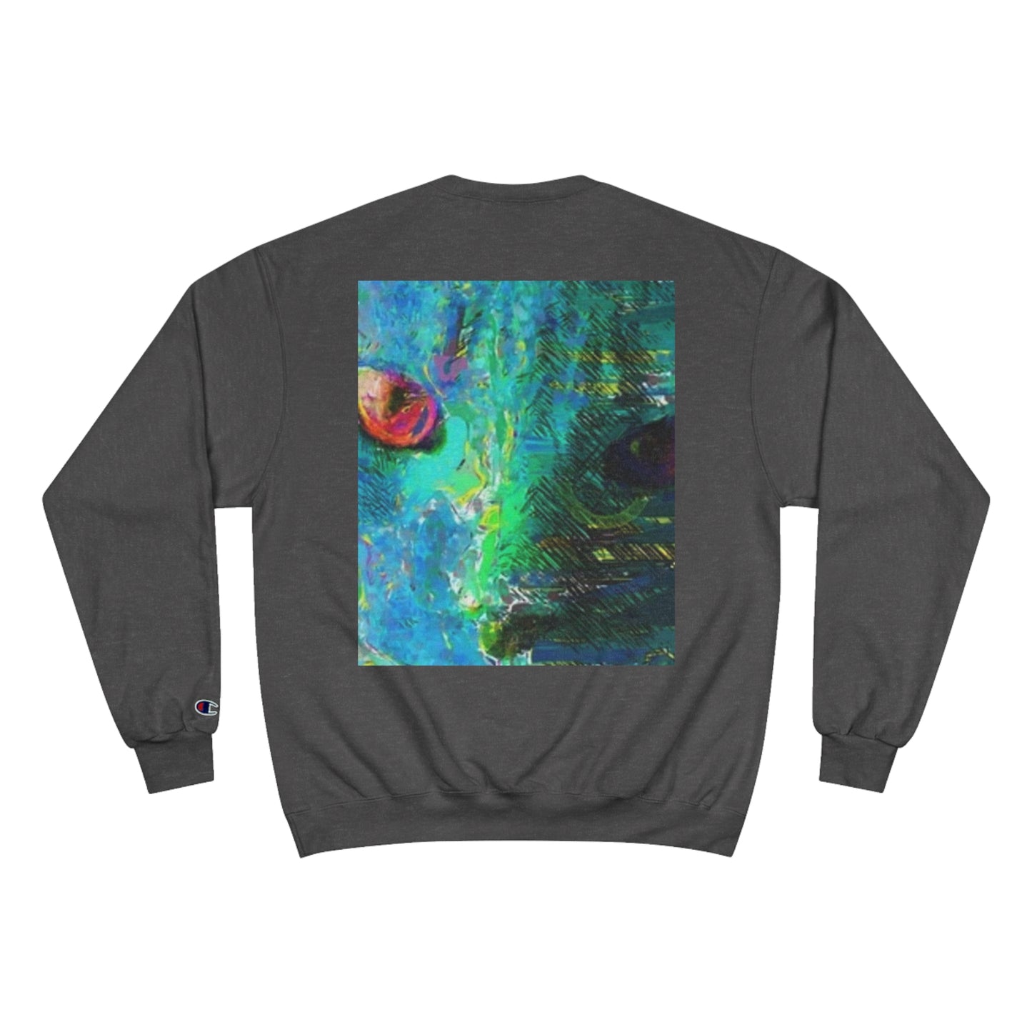 Vibrant Artistic Champion Sweatshirt with Eye Design