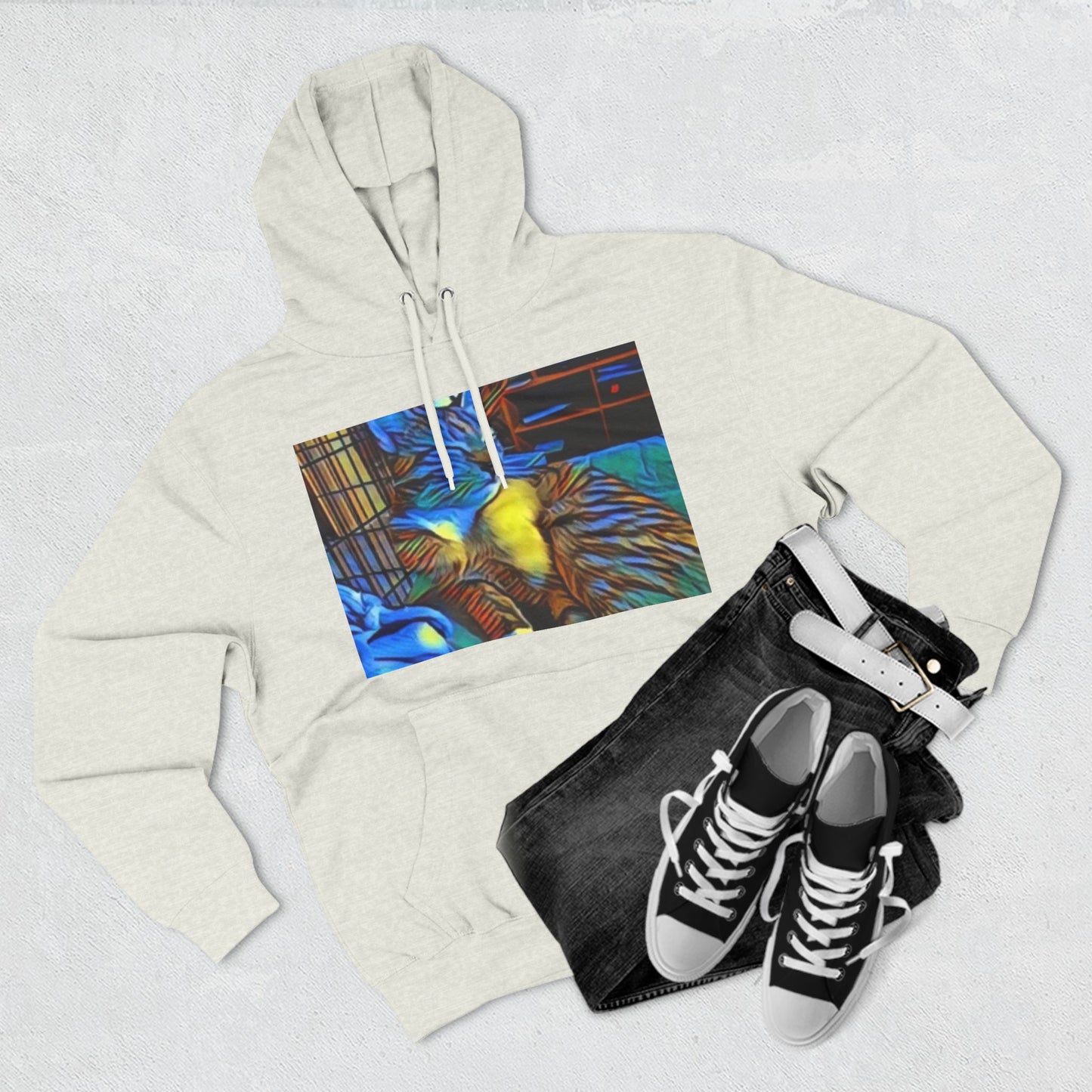 Colorful Cat Fleece Hoodie - Cozy & Stylish for Cat Lovers