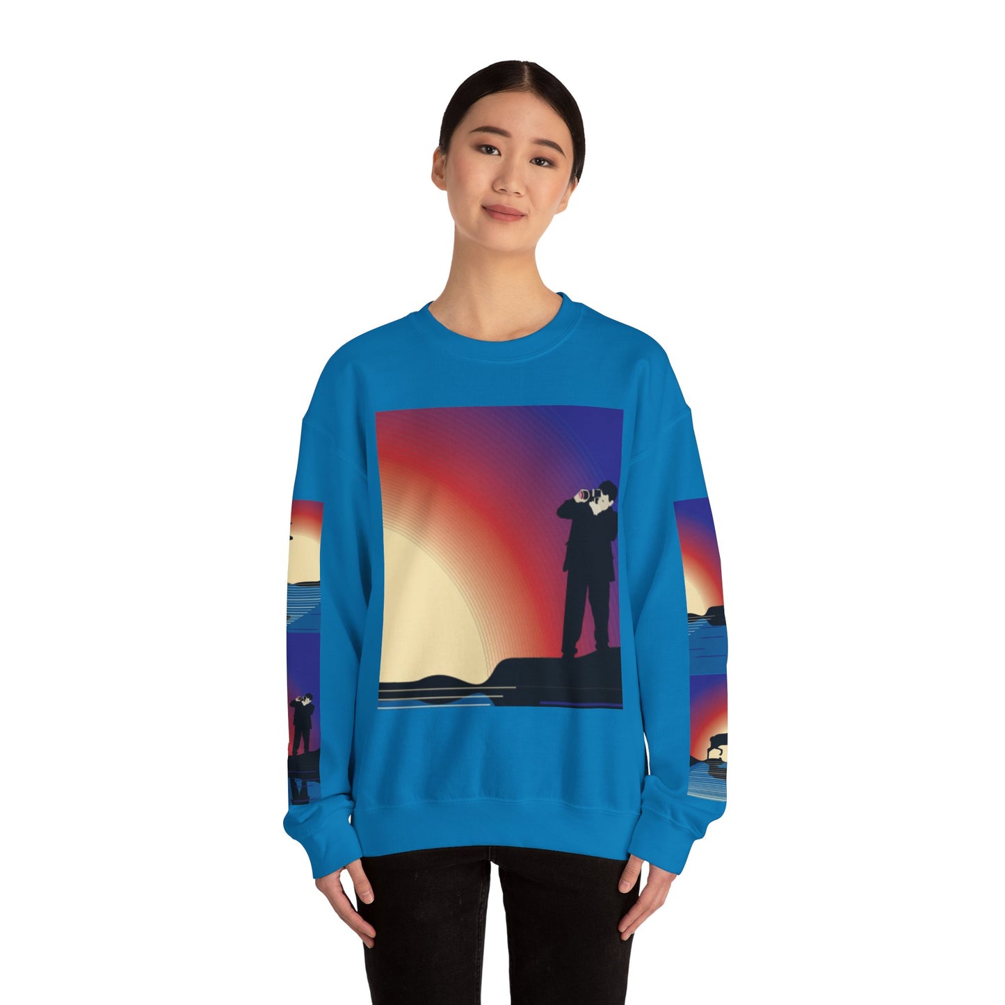 Vibrant Deer Sunset Unisex Crewneck Sweatshirt