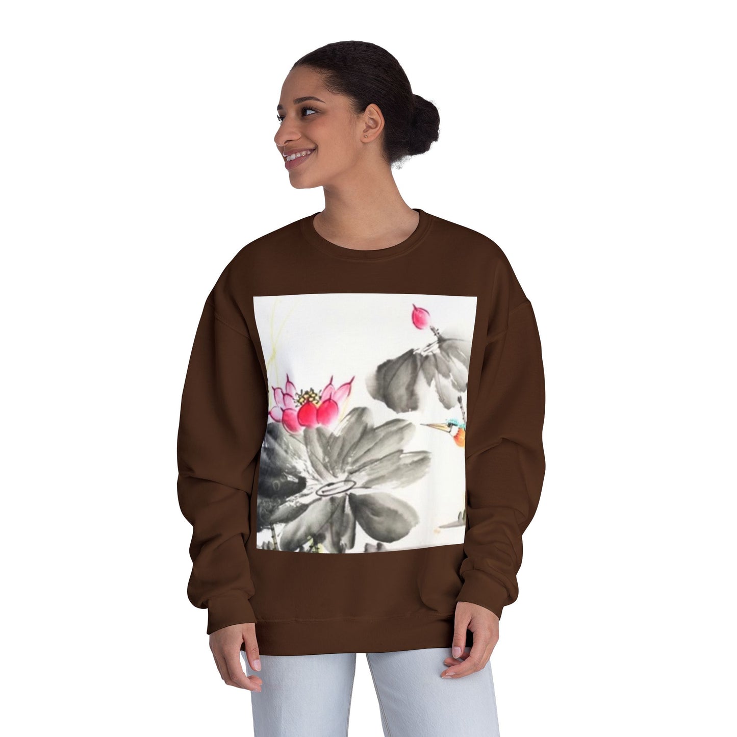Lotus Blossom Unisex Crewneck Sweatshirt - Cozy Botanical Art Design