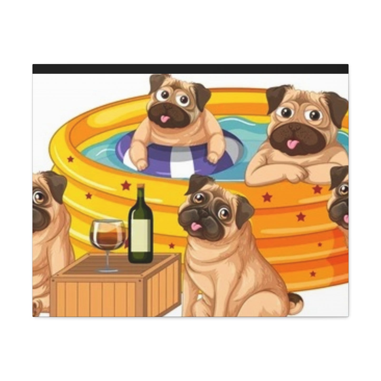 Pug Pool Party Canvas Art - Fun Pet Decor