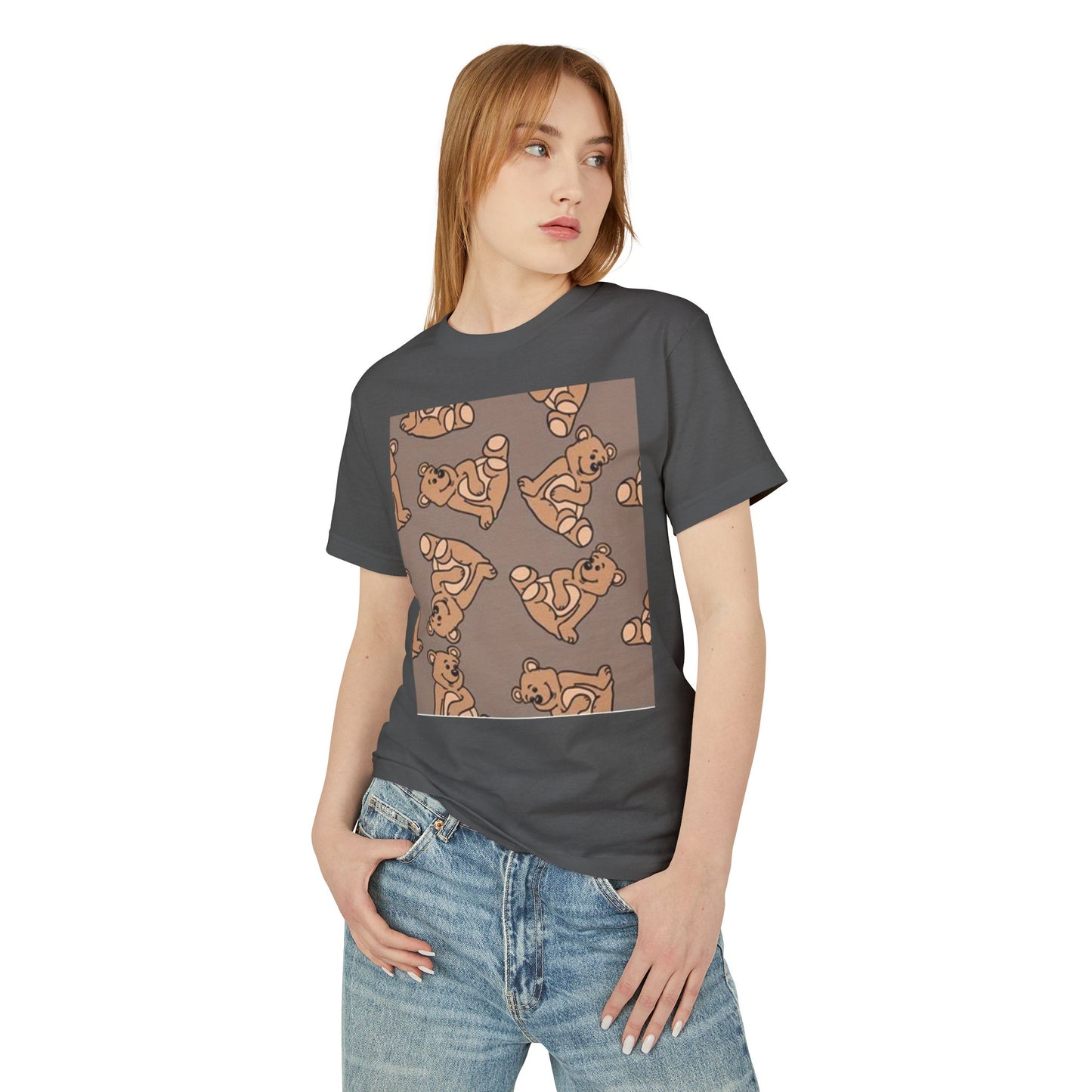 Cute Bear Print Unisex Heavyweight Tee - Perfect for Gifts & Casual Outfits