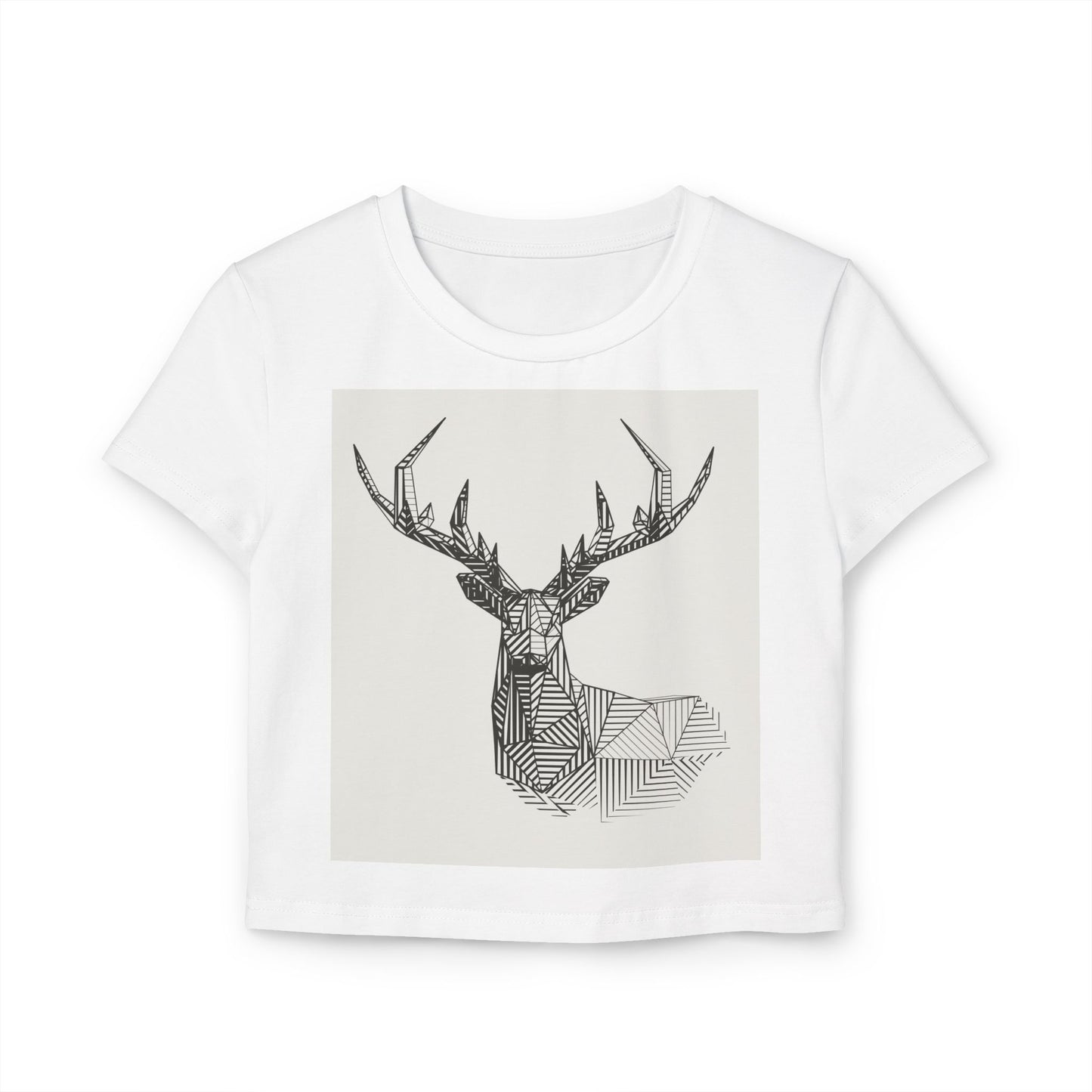 Artistic Deer Women's Baby Tee - Nature-Inspired Graphic Top