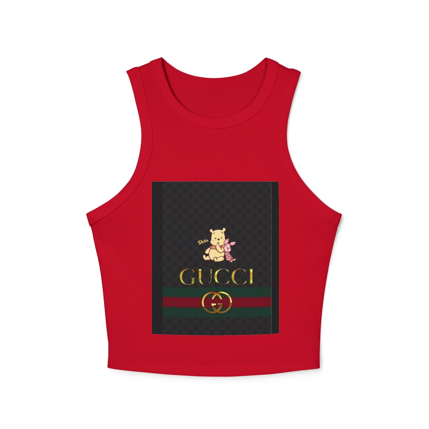 Stylish Women's Micro Rib Racer Tank Top with Gucci-Inspired Design