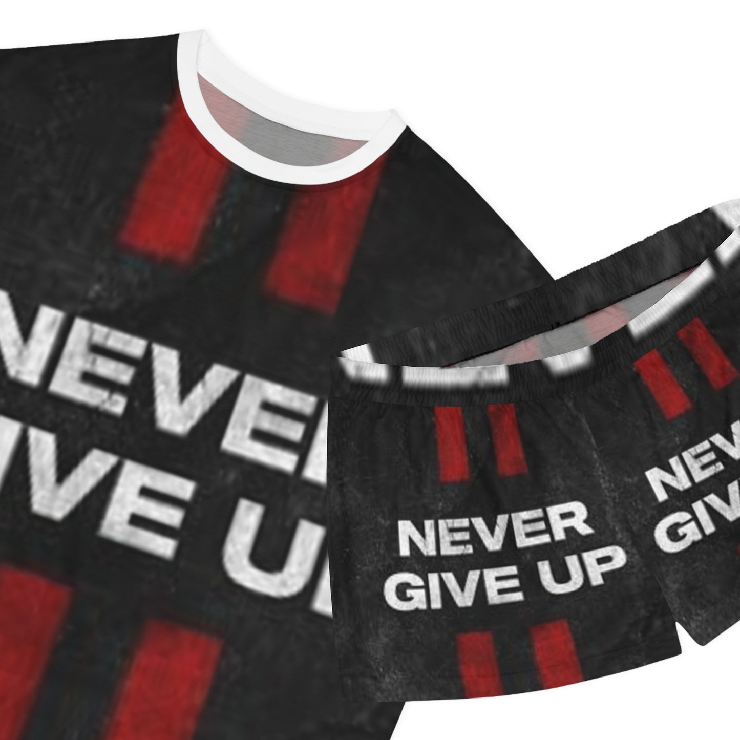 Motivational Women's Short Pajama Set - Never Give Up