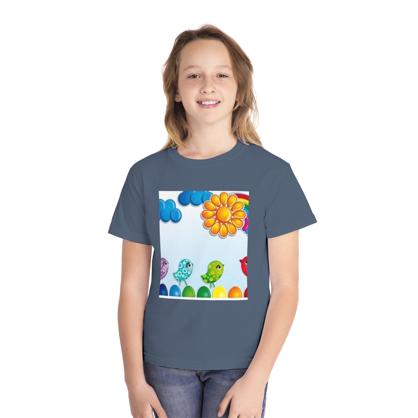 Colorful Spring Birds Youth Midweight Tee | Fun and Playful Shirt for Kids