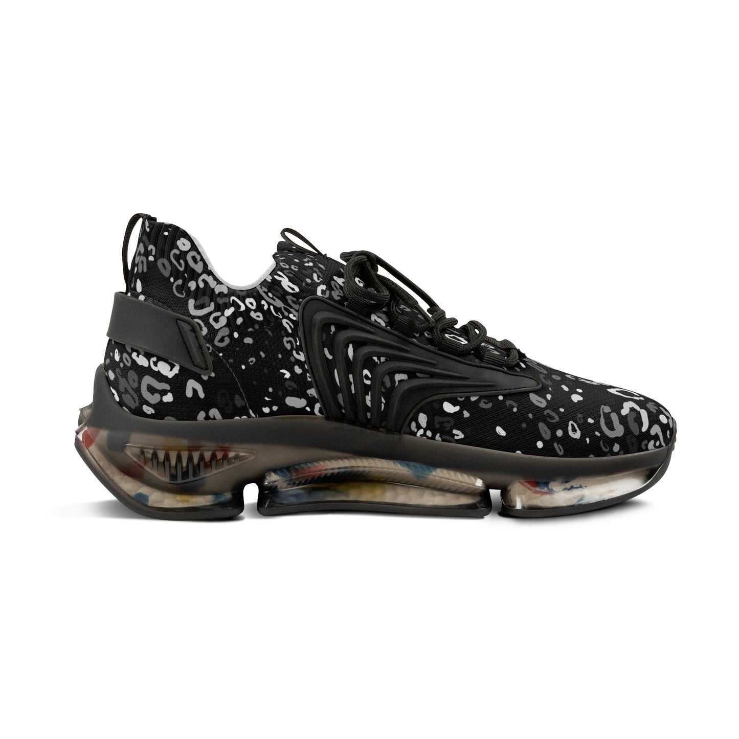 Men's Stylish Mesh Sneakers - Trendy Black Leopard Print Athletic Shoes
