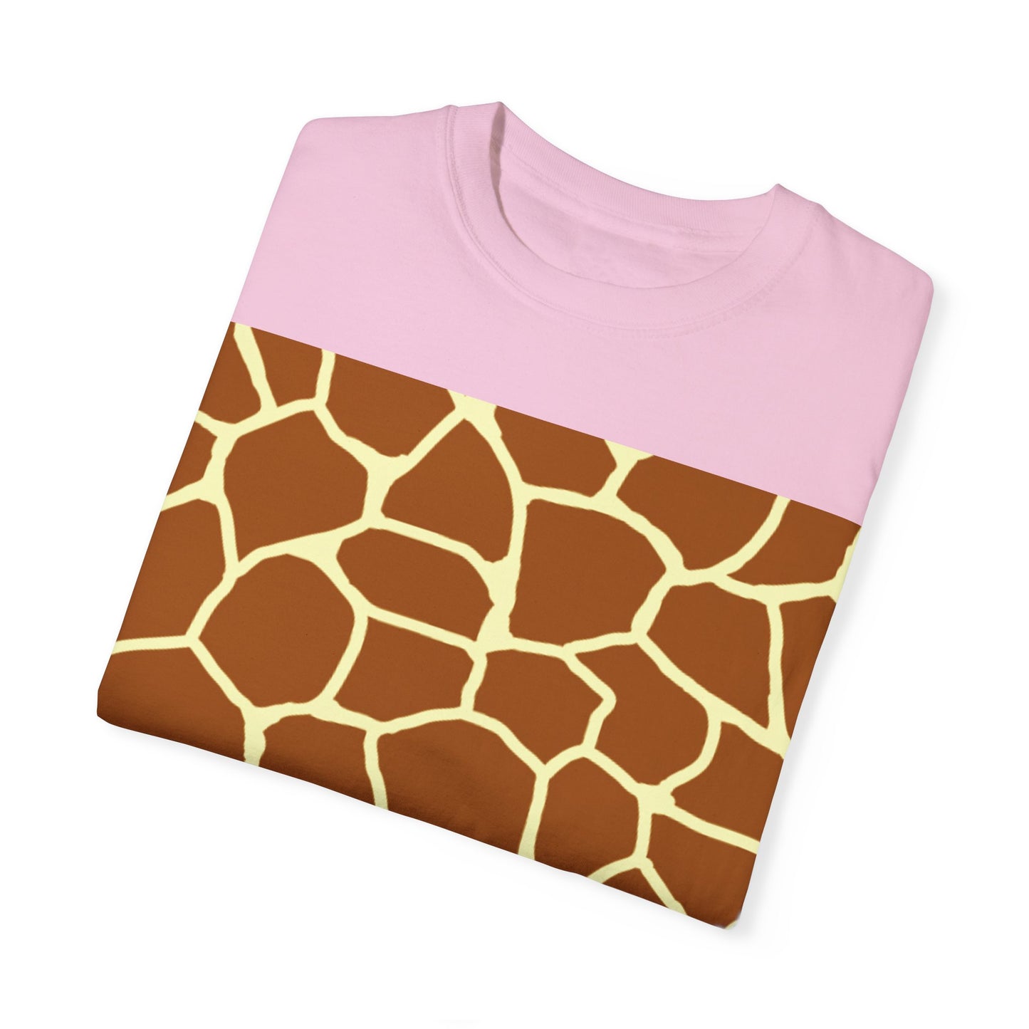 Unisex Giraffe Print Garment-Dyed T-Shirt - Animal Lover Tee