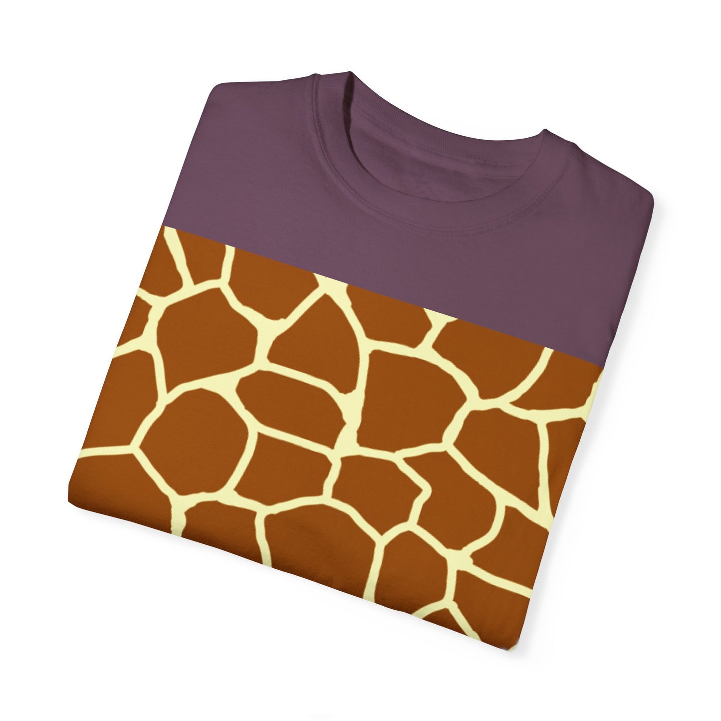 Unisex Giraffe Print Garment-Dyed T-Shirt - Animal Lover Tee