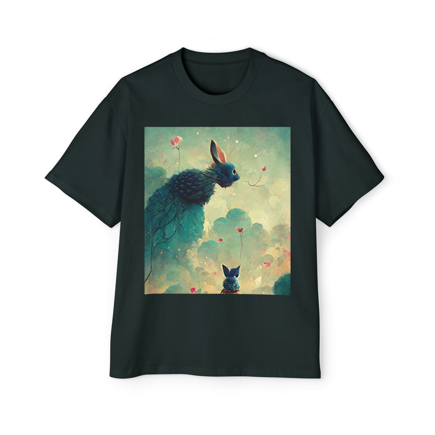 Whimsical Rabbit Oversized Tee for Men - Fantasy Art Shirt