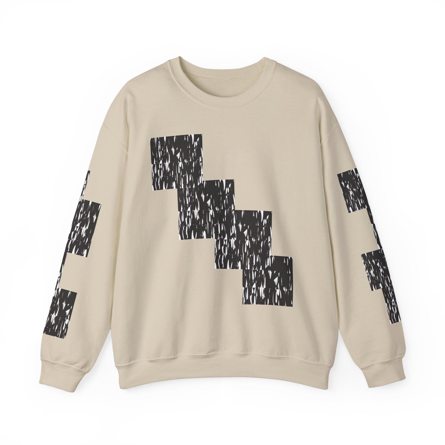 Trendy Graphic Crewneck Sweatshirt | Modern Abstract Black & White Design