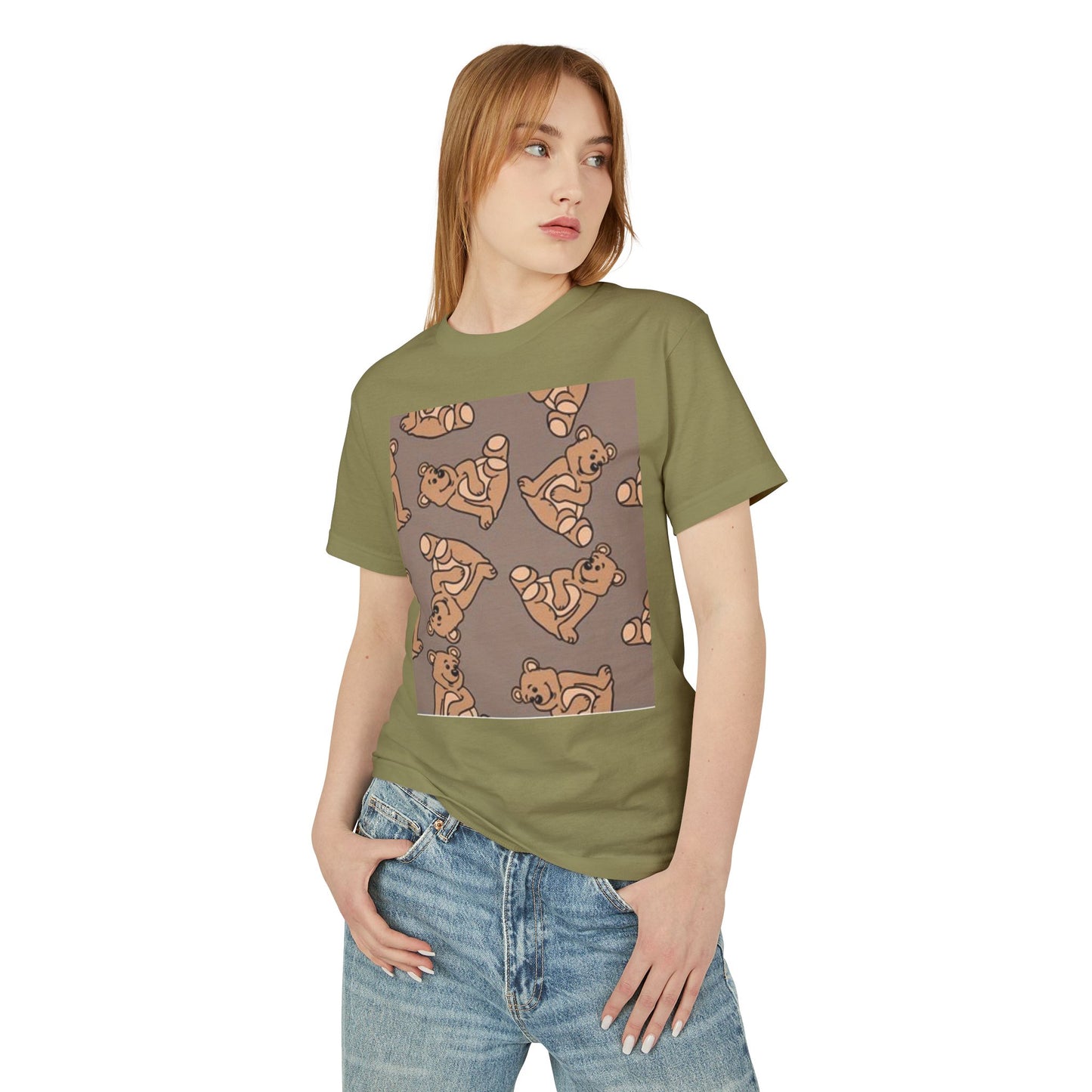 Cute Bear Print Unisex Heavyweight Tee - Perfect for Gifts & Casual Outfits